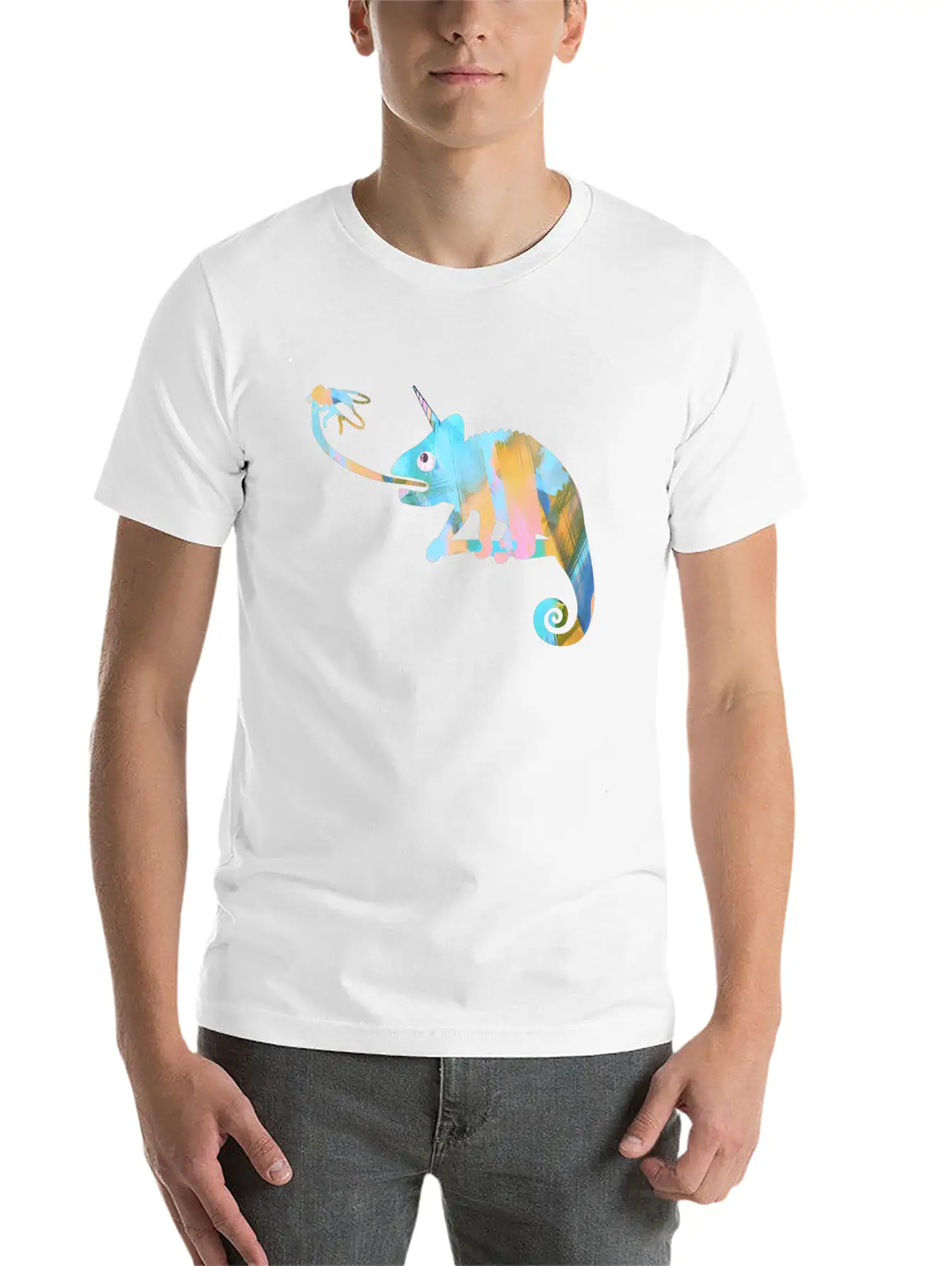 Graffiti, Camelion, Pastel,illustration,light Blue Classic Fit Graphic Tee For Daily Comfort – Unisex Cotton Shirt