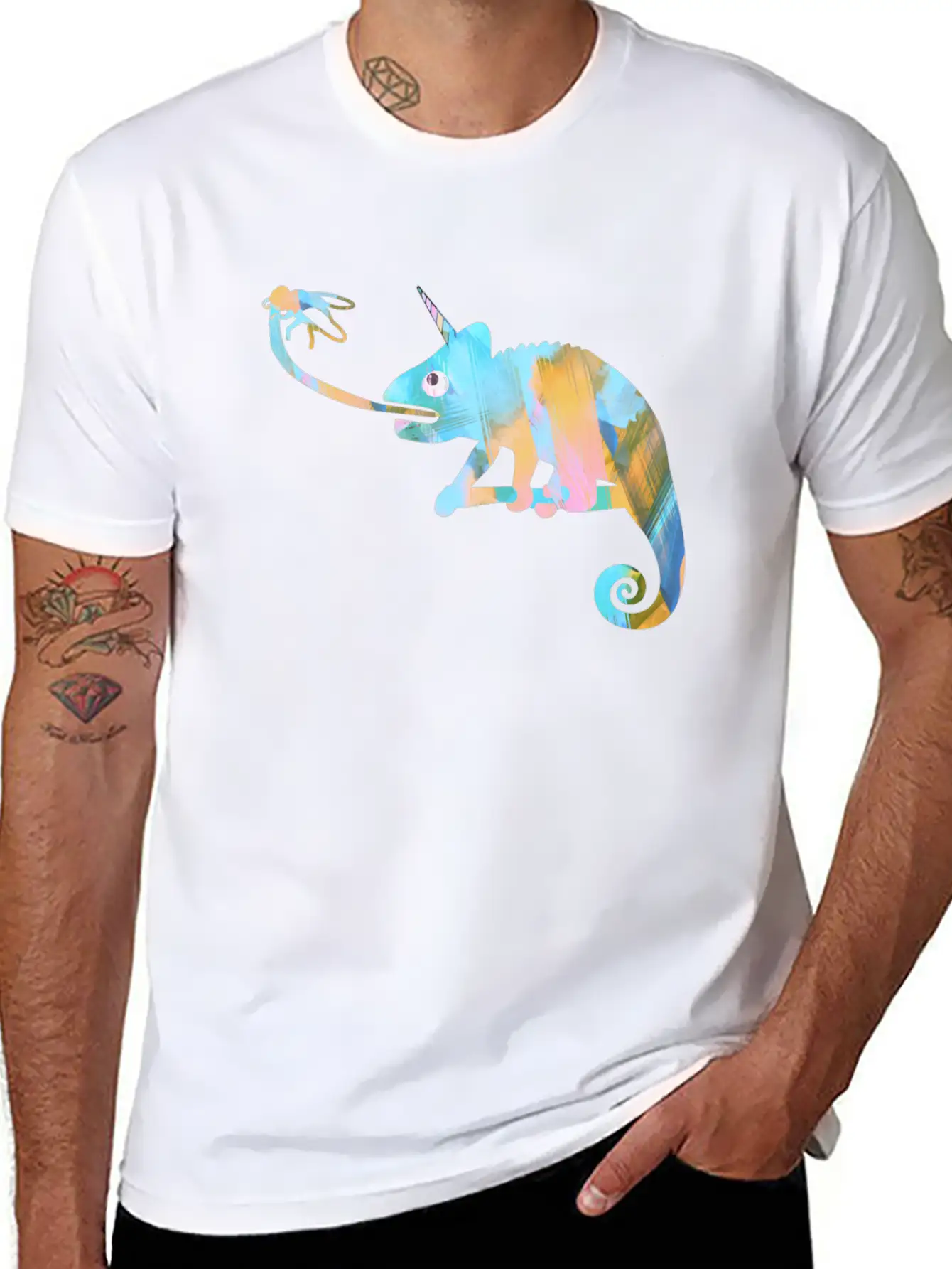 Graffiti, Camelion, Pastel,illustration,light Blue Classic Fit Graphic Tee For Daily Comfort – Unisex Cotton Shirt