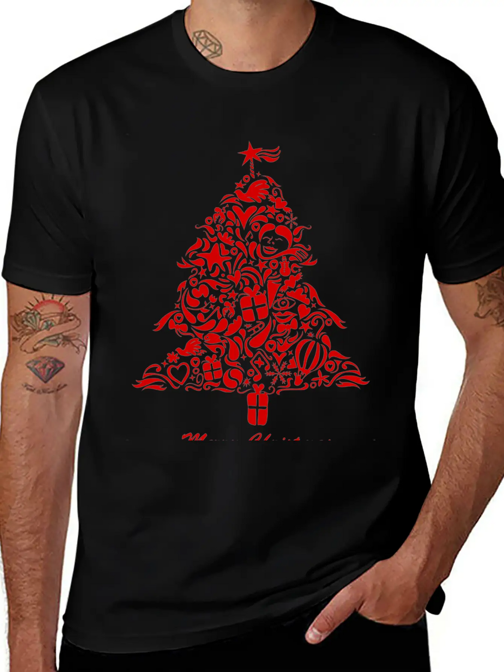 Graffiti Christmas Tree Essential Cotton Tee For Daily Outfits – Unisex Style