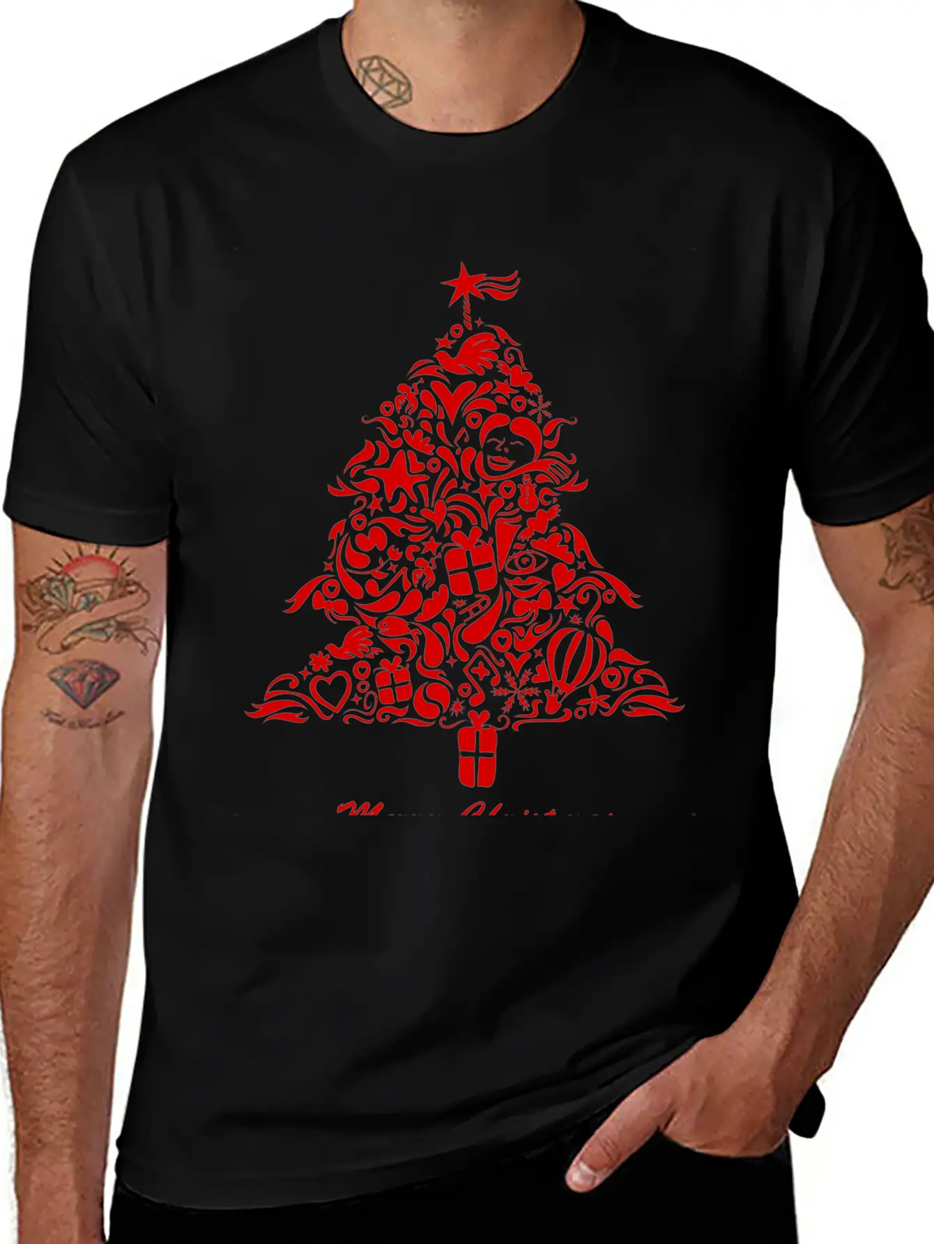 Graffiti Christmas Tree Essential Cotton Tee For Daily Outfits – Unisex Style