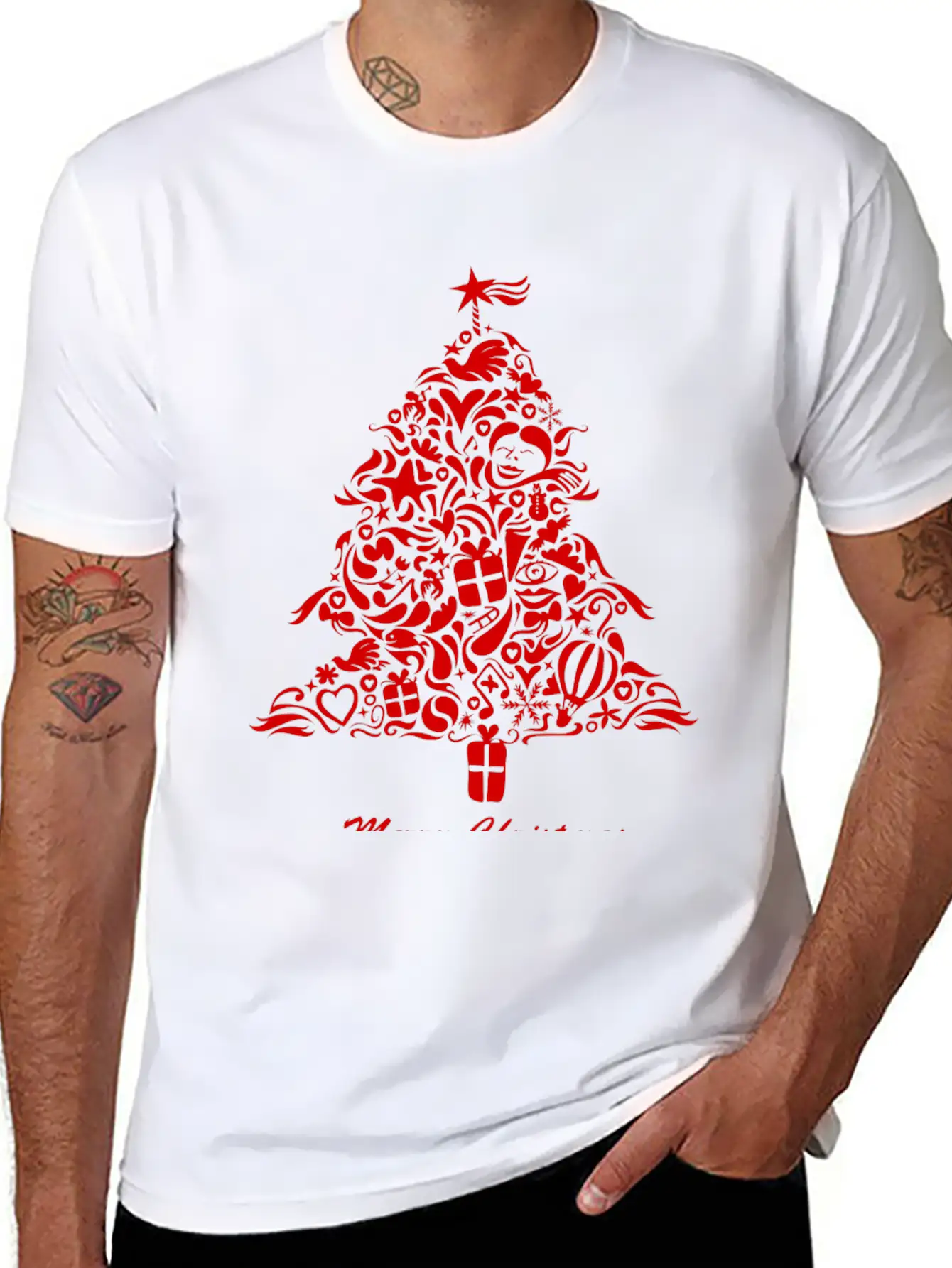 Graffiti Christmas Tree Essential Cotton Tee For Daily Outfits – Unisex Style