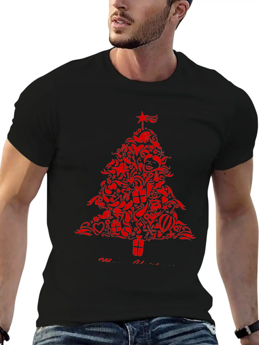 Graffiti Christmas Tree Essential Cotton Tee For Daily Outfits – Unisex Style