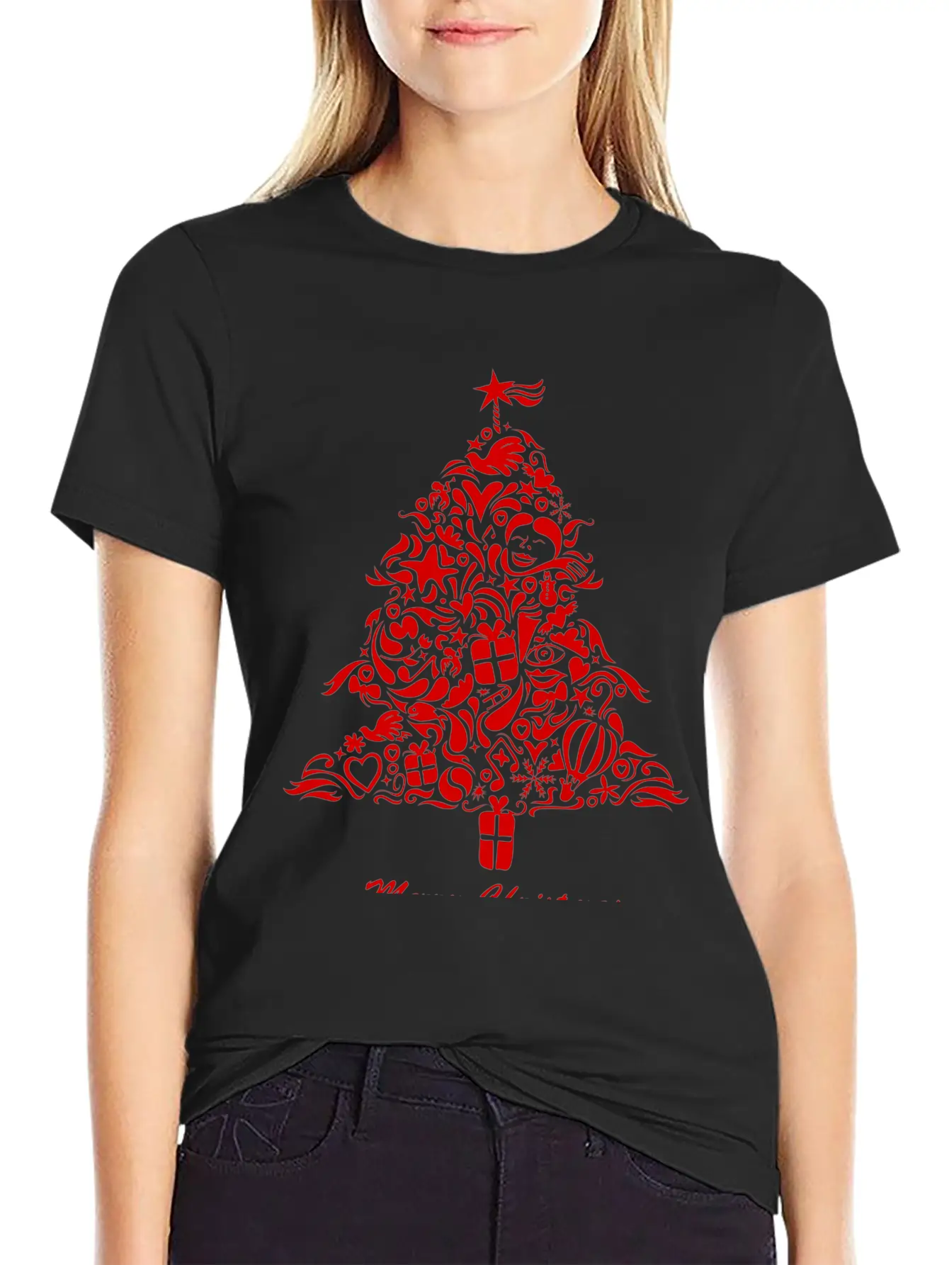 Graffiti Christmas Tree Essential Cotton Tee For Daily Outfits – Unisex Style