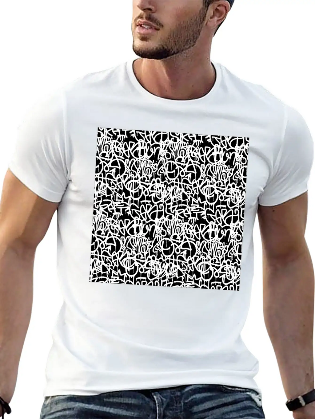 Graffiti Pattern | Street Art Urban Graphic Unisex Short Sleeve Soft Cotton T-Shirt – Casual Everyday Wear