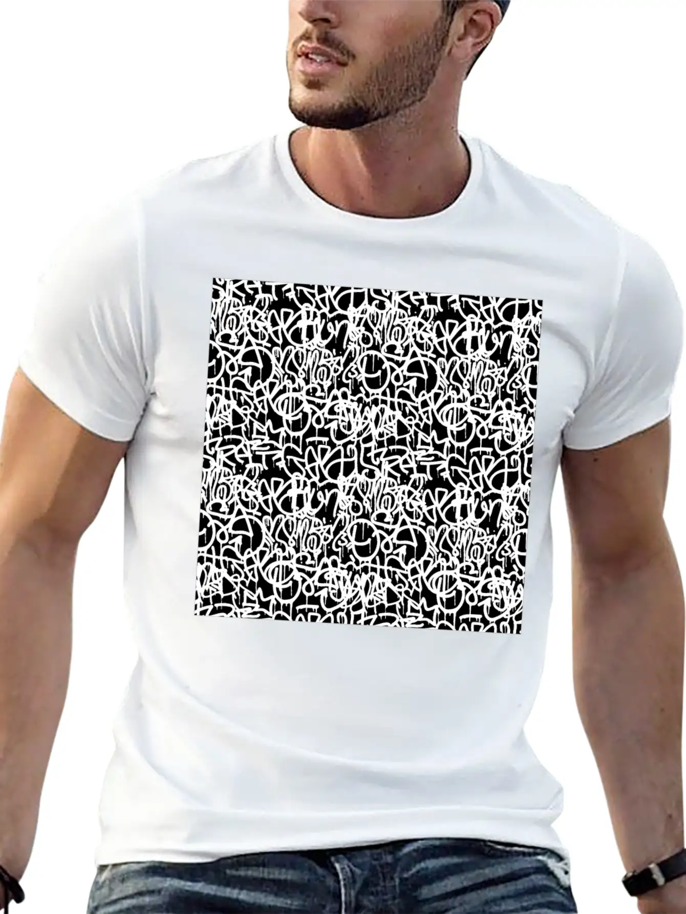 Graffiti Pattern | Street Art Urban Graphic Unisex Short Sleeve Soft Cotton T-Shirt – Casual Everyday Wear