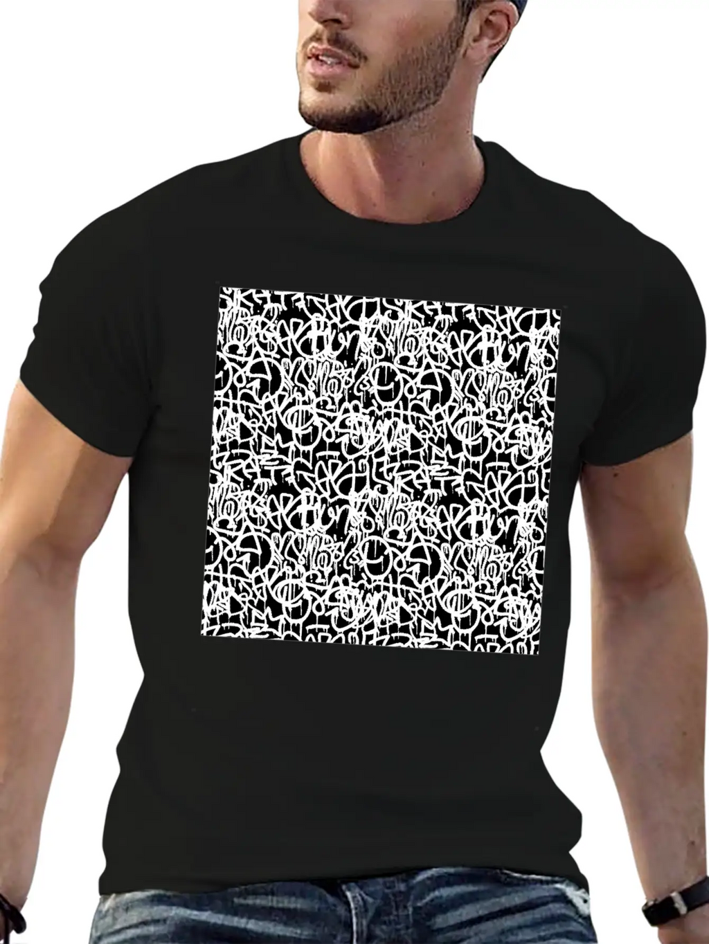 Graffiti Pattern | Street Art Urban Graphic Unisex Short Sleeve Soft Cotton T-Shirt – Casual Everyday Wear