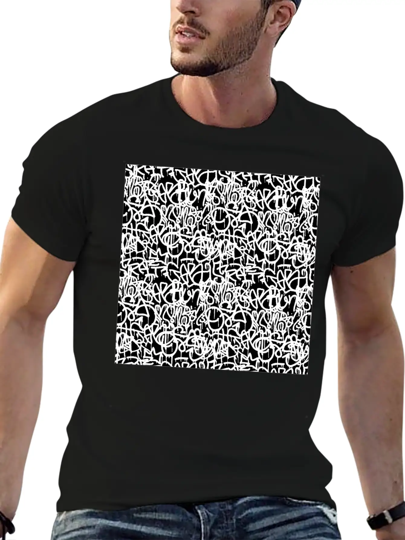 Graffiti Pattern | Street Art Urban Graphic Unisex Short Sleeve Soft Cotton T-Shirt – Casual Everyday Wear