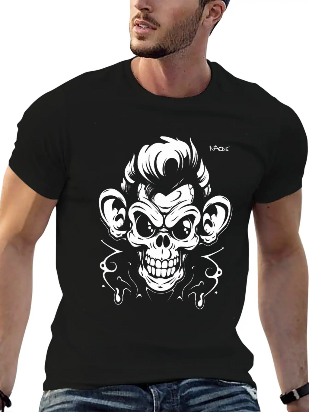Graffiti Tattoo Monkey Unisex Casual T-Shirt – Clean Design For Daily Comfort