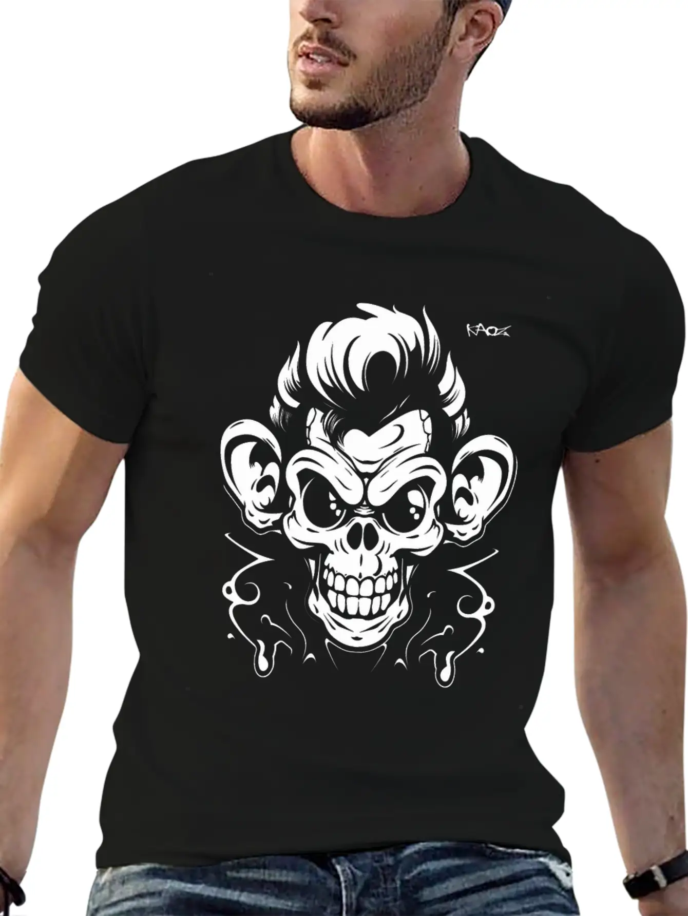 Graffiti Tattoo Monkey Unisex Casual T-Shirt – Clean Design For Daily Comfort