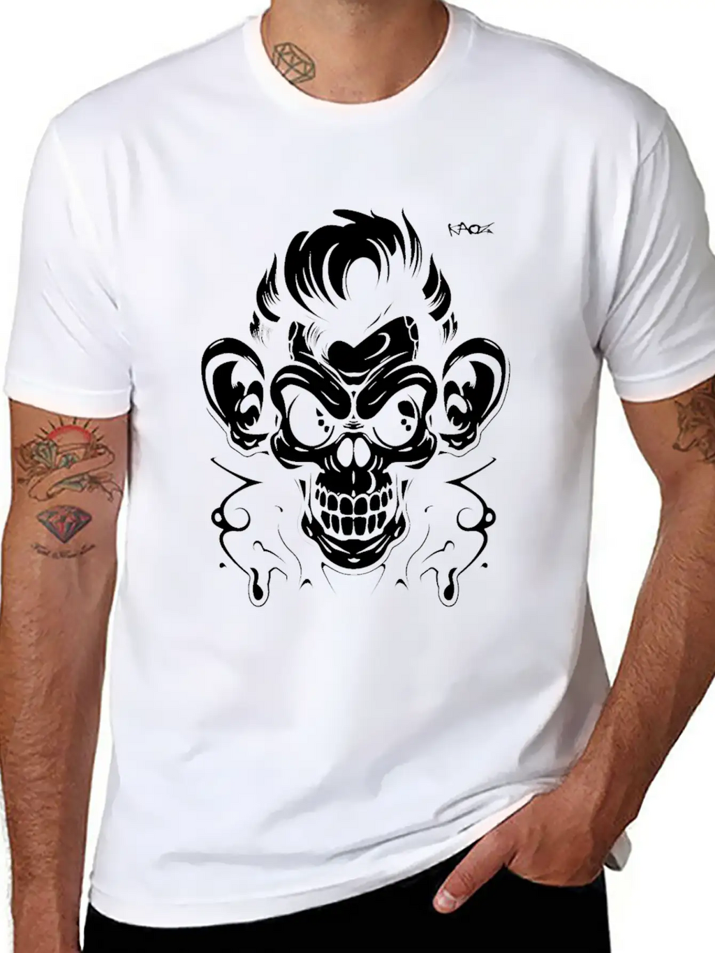 Graffiti Tattoo Monkey Unisex Casual T-Shirt – Clean Design For Daily Comfort