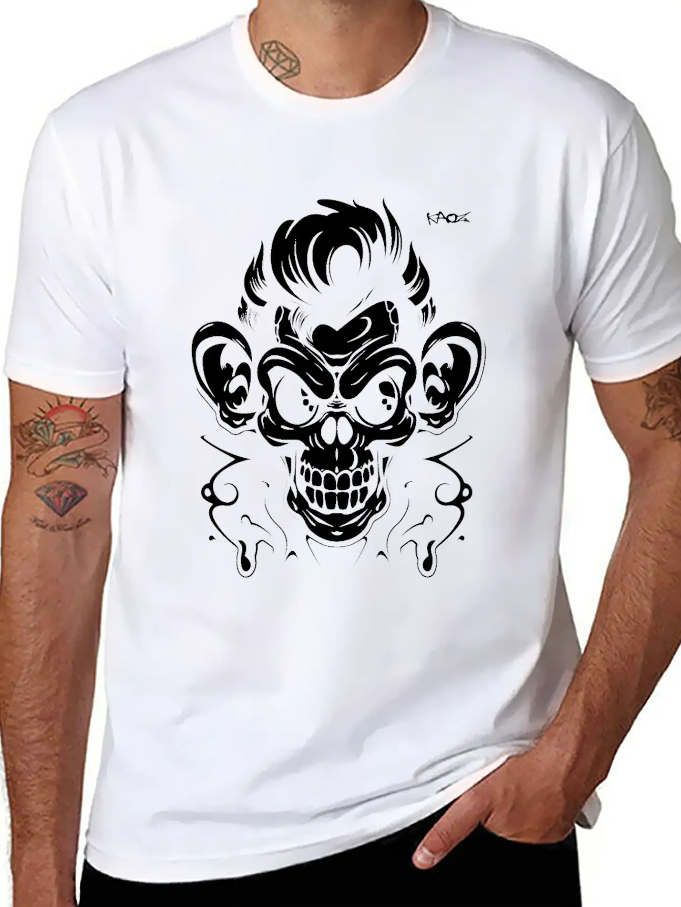 Graffiti Tattoo Monkey Unisex Casual T-Shirt – Clean Design For Daily Comfort