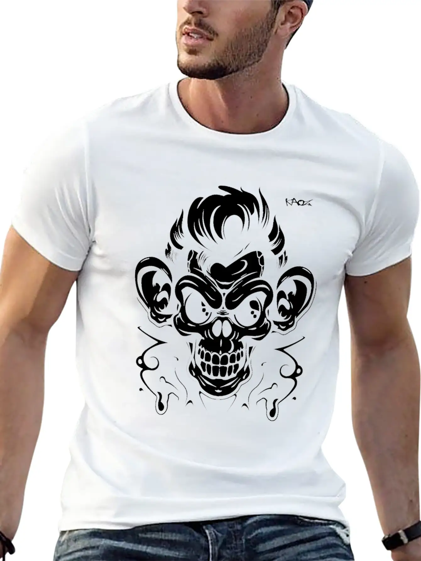 Graffiti Tattoo Monkey Unisex Casual T-Shirt – Clean Design For Daily Comfort