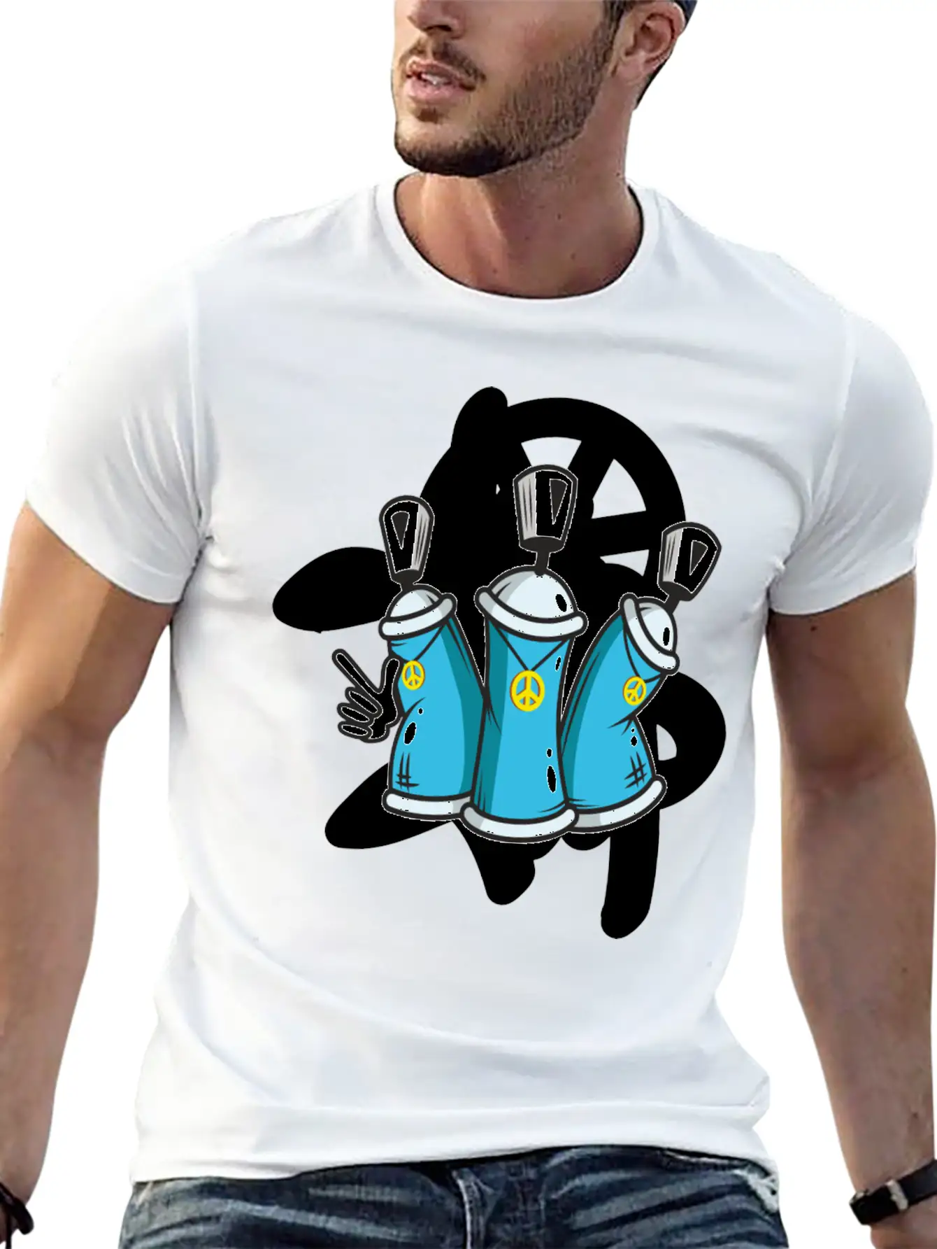 Graffitti Peace Cool Take Painting Street Art Breathable Soft Cotton T-Shirt – Timeless Casual Look
