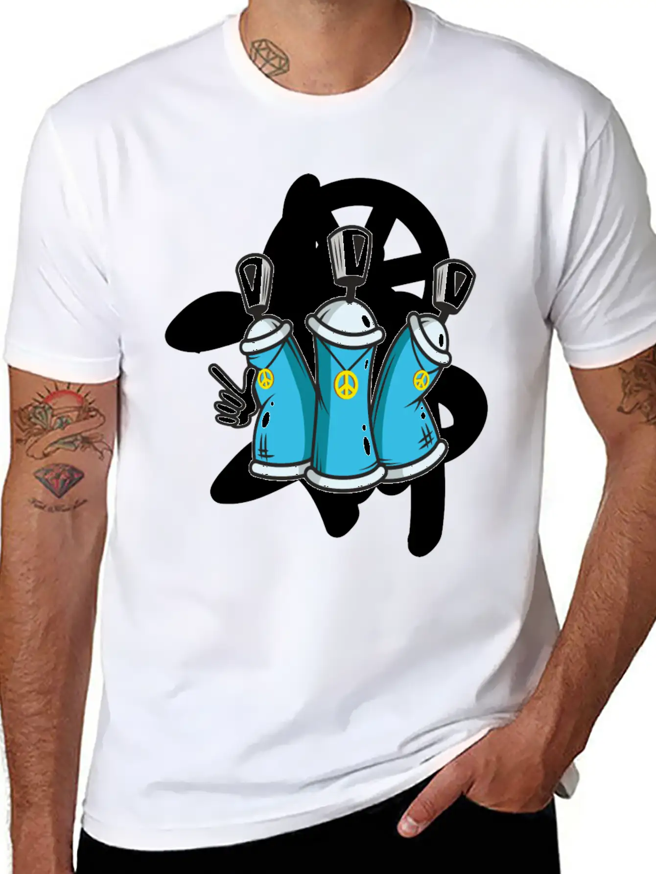 Graffitti Peace Cool Take Painting Street Art Breathable Soft Cotton T-Shirt – Timeless Casual Look