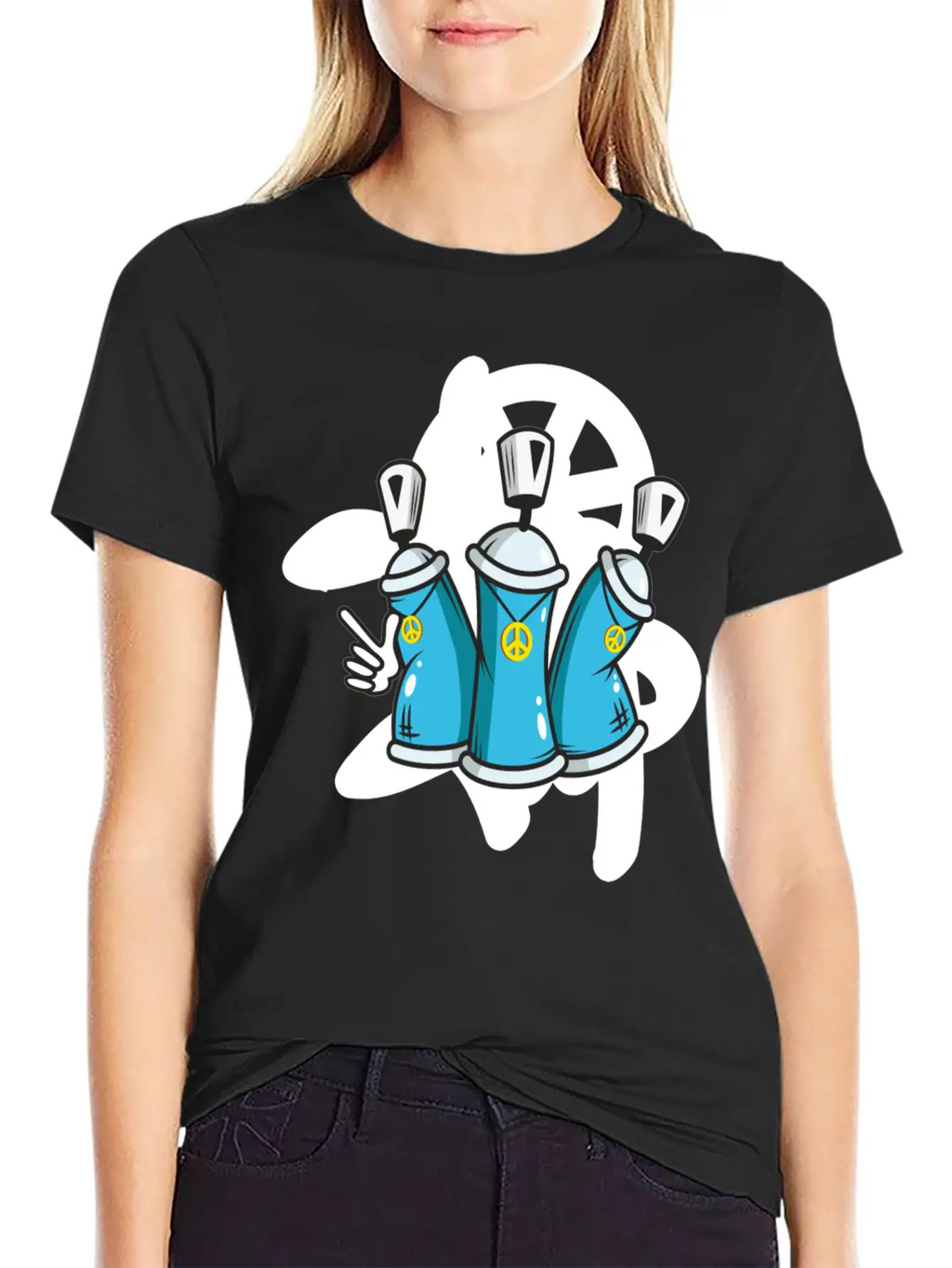 Graffitti Peace Cool Take Painting Street Art Breathable Soft Cotton T-Shirt – Timeless Casual Look