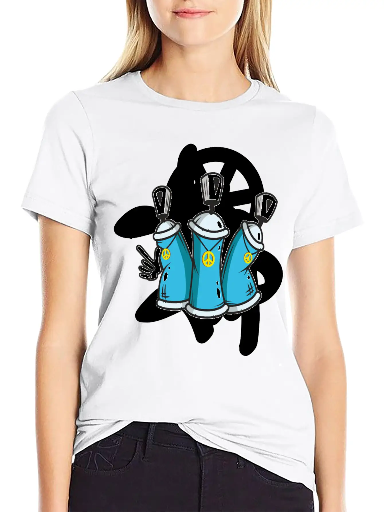Graffitti Peace Cool Take Painting Street Art Breathable Soft Cotton T-Shirt – Timeless Casual Look