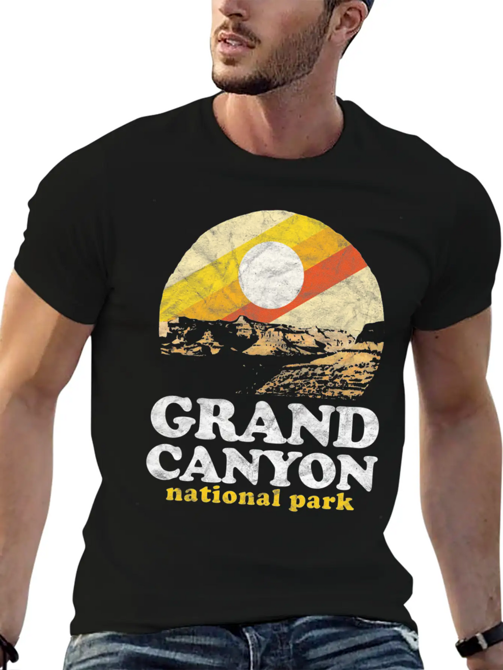 Grand Canyon Eighties Distressed Unisex Casual T-Shirt – Clean Design For Daily Comfort