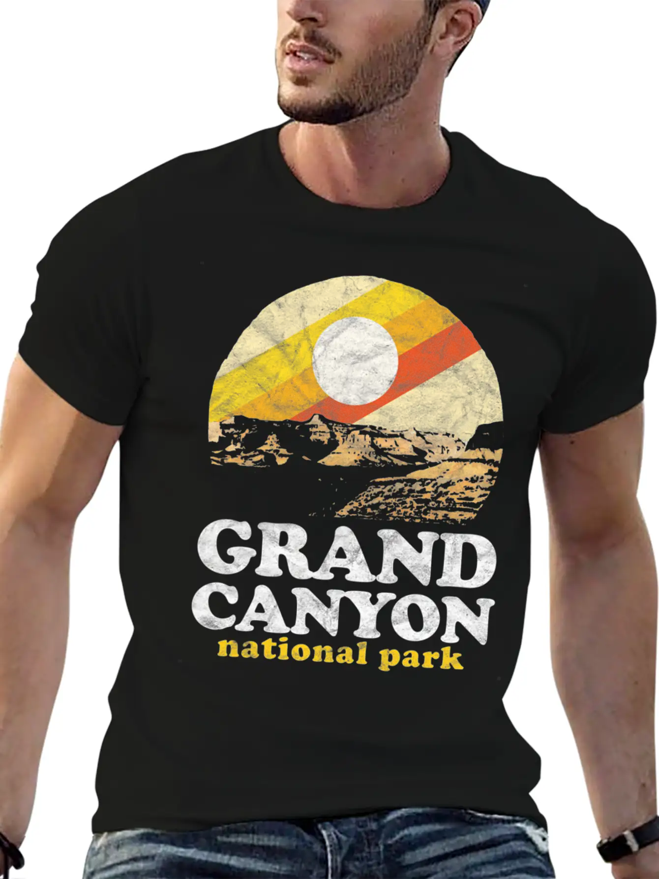 Grand Canyon Eighties Distressed Unisex Casual T-Shirt – Clean Design For Daily Comfort