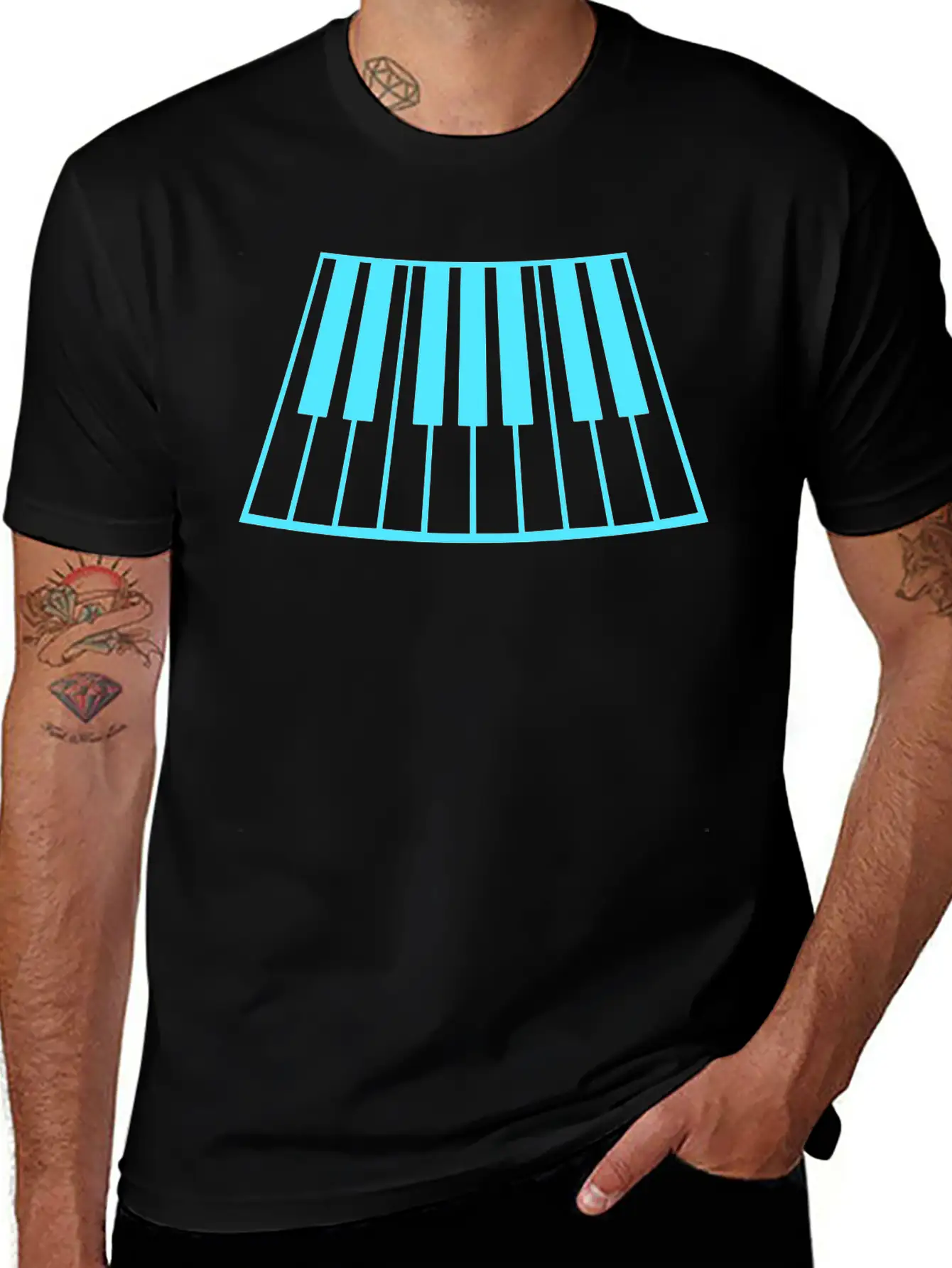 Grand Piano Organ Synthesizer Keyboard Music Logo Unisex Short Sleeve Soft Cotton T-Shirt – Casual Everyday Wear