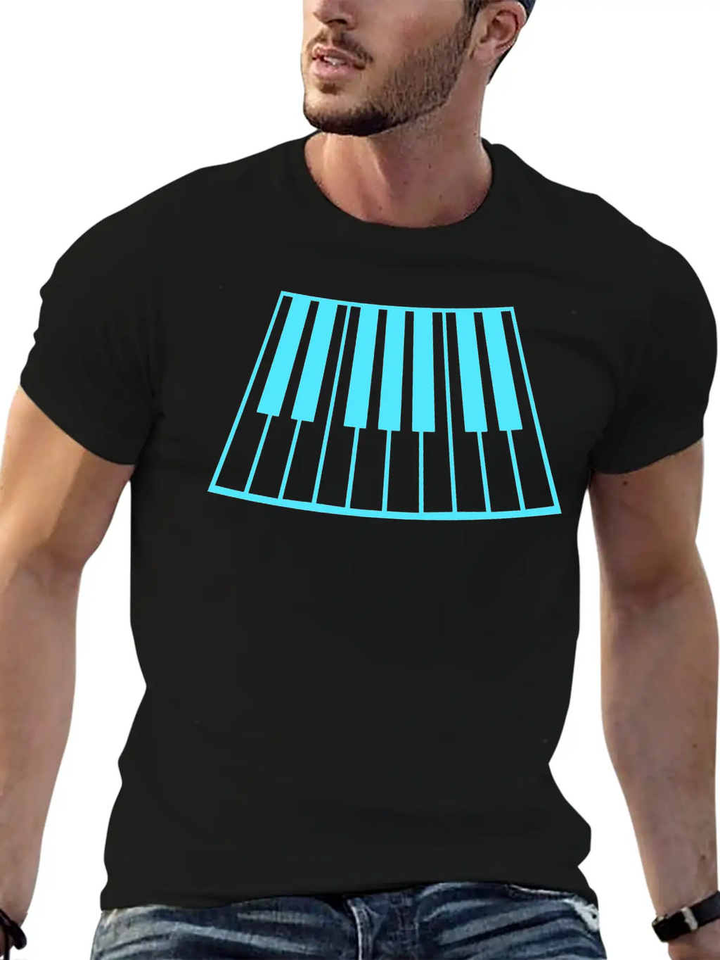 Grand Piano Organ Synthesizer Keyboard Music Logo Unisex Short Sleeve Soft Cotton T-Shirt – Casual Everyday Wear
