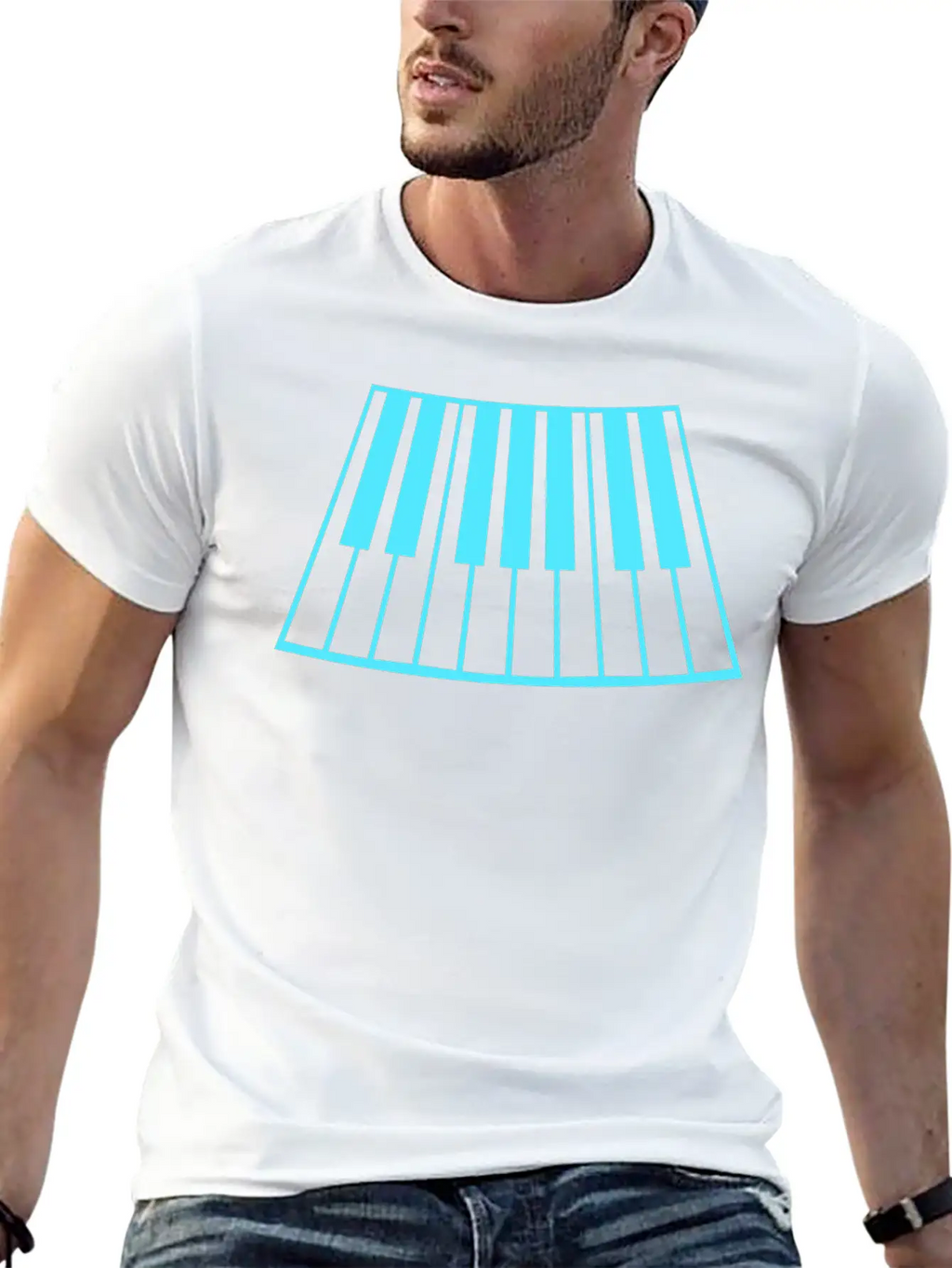 Grand Piano Organ Synthesizer Keyboard Music Logo Unisex Short Sleeve Soft Cotton T-Shirt – Casual Everyday Wear