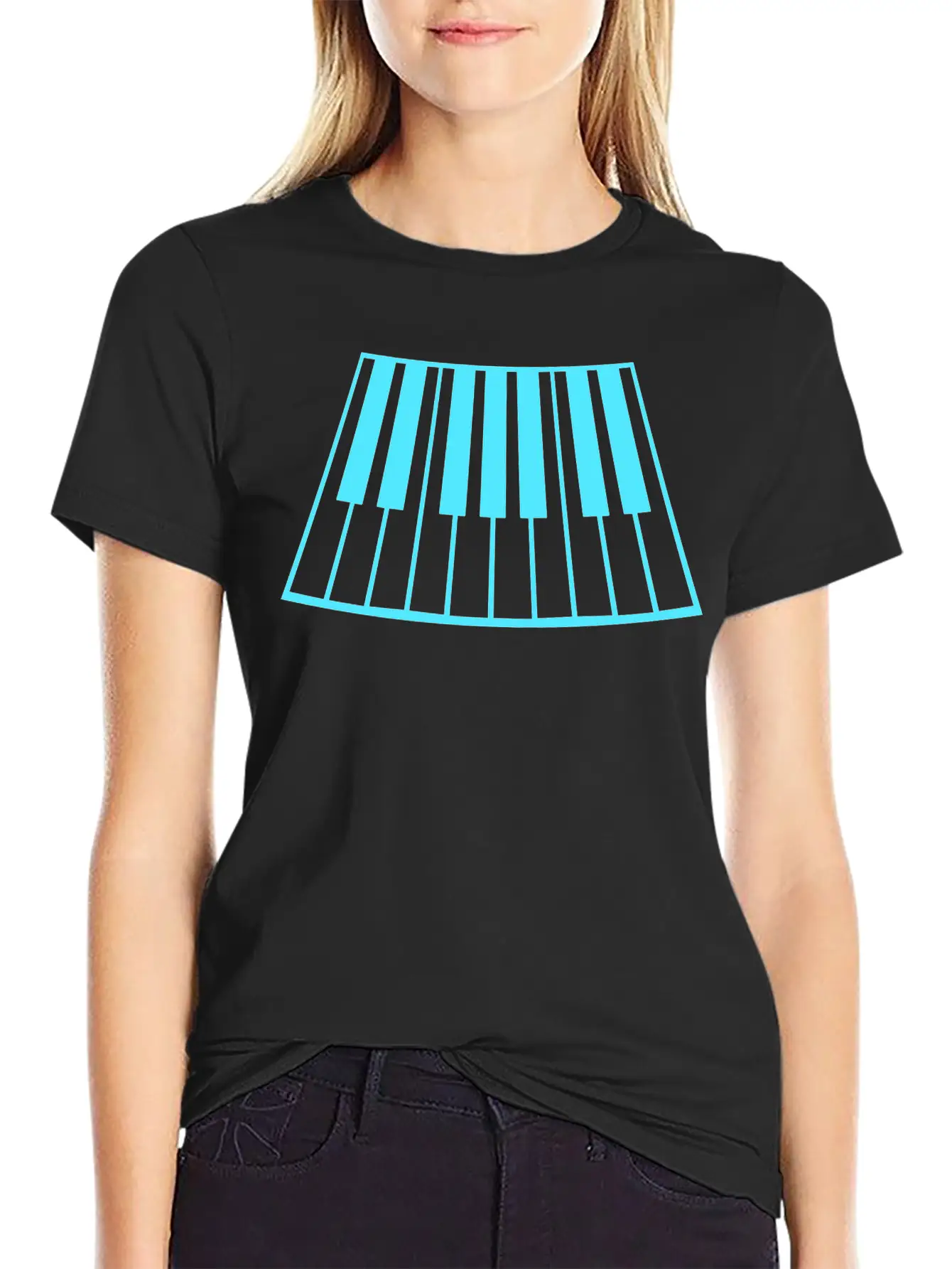 Grand Piano Organ Synthesizer Keyboard Music Logo Unisex Short Sleeve Soft Cotton T-Shirt – Casual Everyday Wear