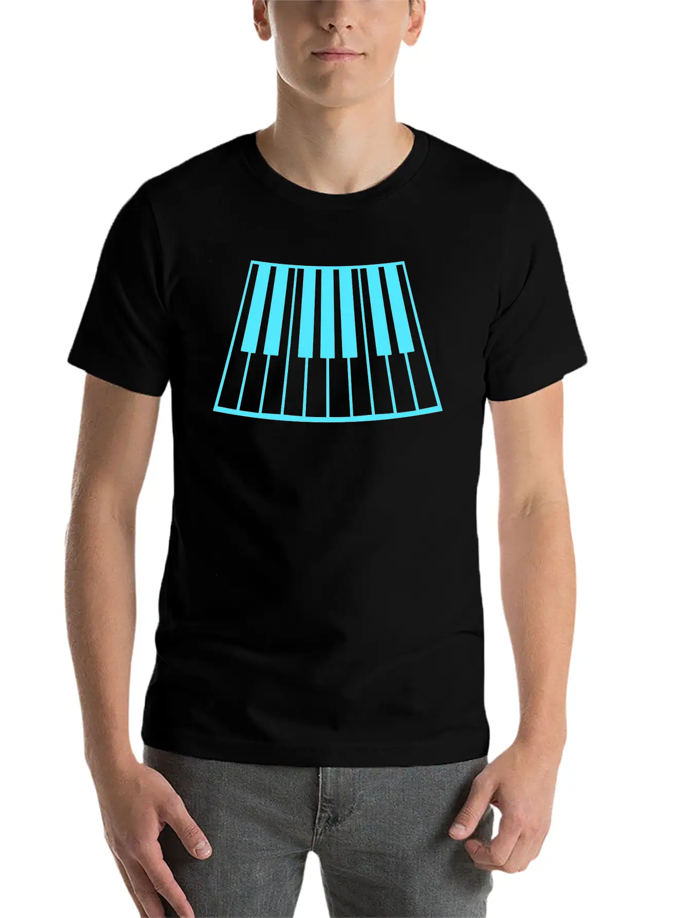 Grand Piano Organ Synthesizer Keyboard Music Logo Unisex Short Sleeve Soft Cotton T-Shirt – Casual Everyday Wear