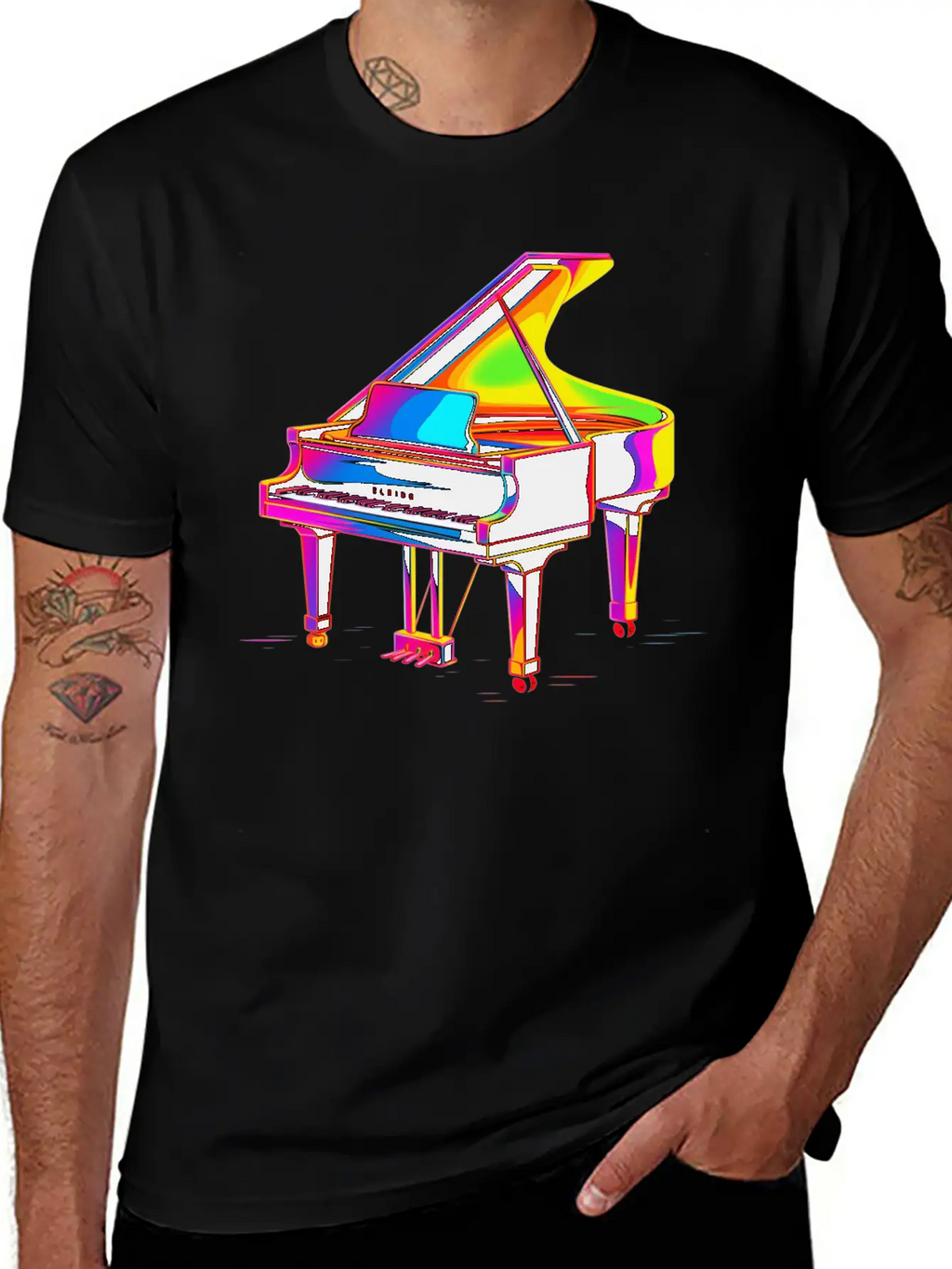 Grand Piano Retrowave Unisex Casual T-Shirt – Clean Design For Daily Comfort