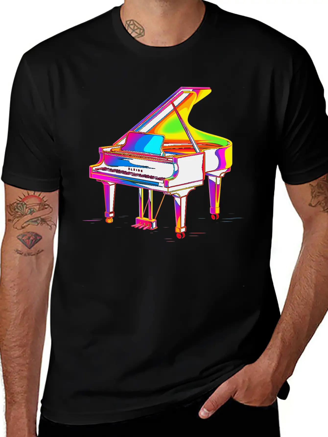 Grand Piano Retrowave Unisex Casual T-Shirt – Clean Design For Daily Comfort