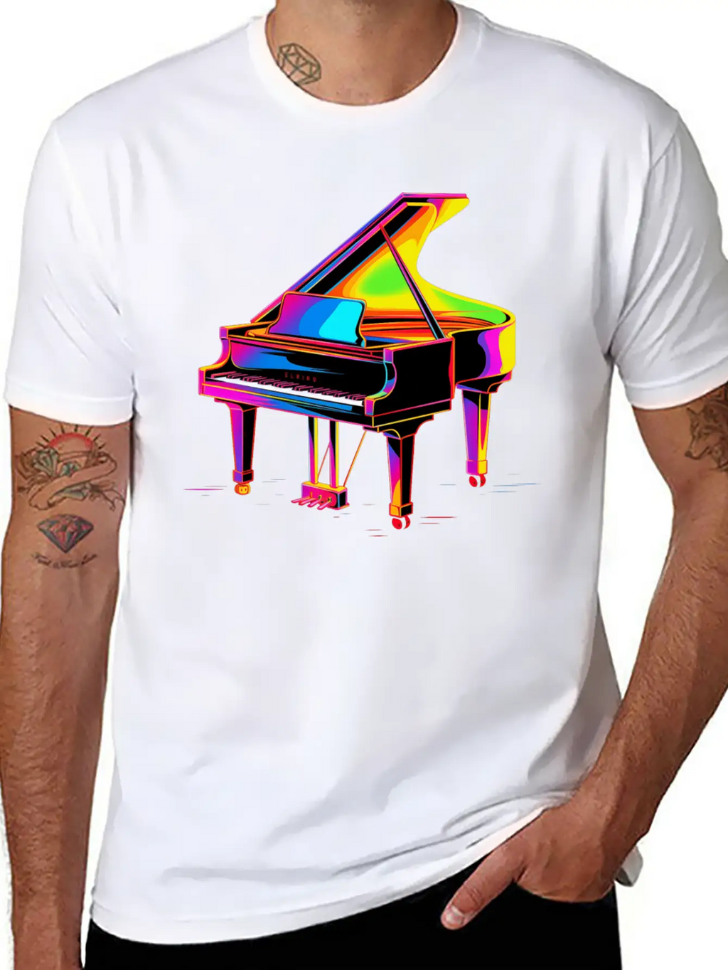 Grand Piano Retrowave Unisex Casual T-Shirt – Clean Design For Daily Comfort