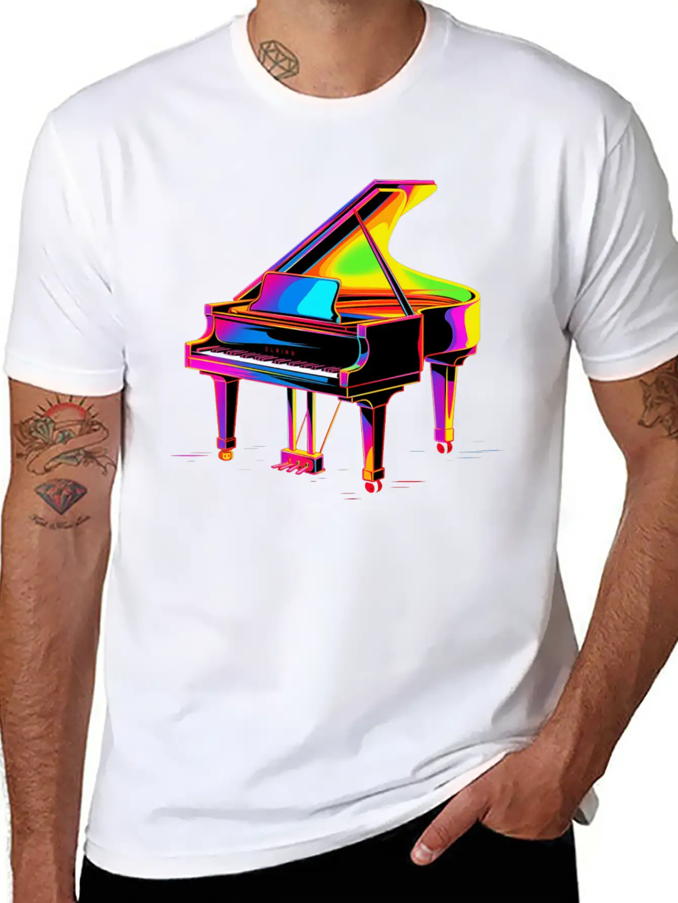 Grand Piano Retrowave Unisex Casual T-Shirt – Clean Design For Daily Comfort