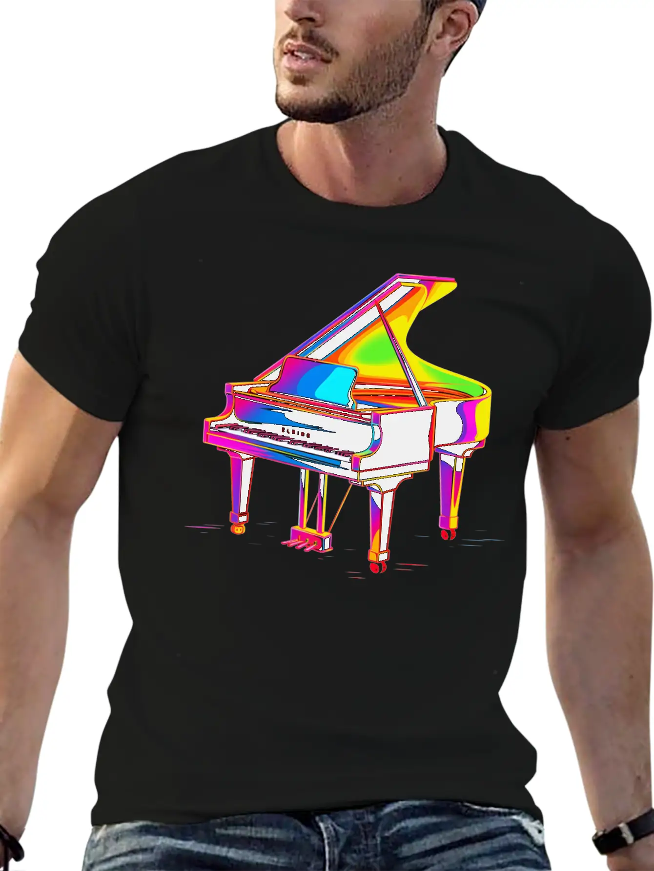 Grand Piano Retrowave Unisex Casual T-Shirt – Clean Design For Daily Comfort