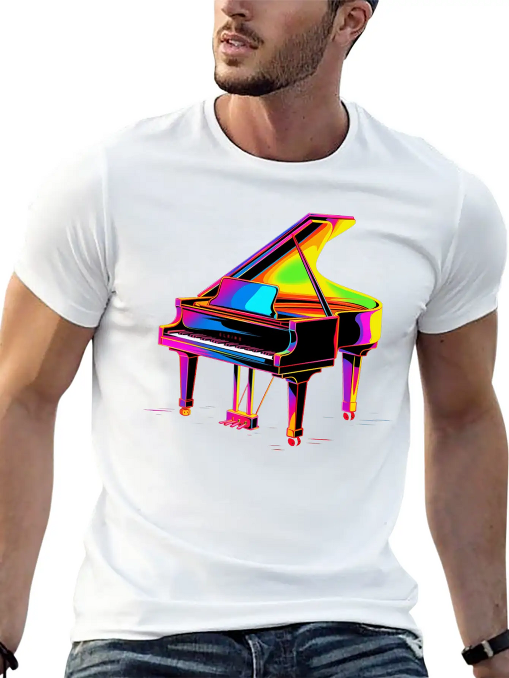 Grand Piano Retrowave Unisex Casual T-Shirt – Clean Design For Daily Comfort