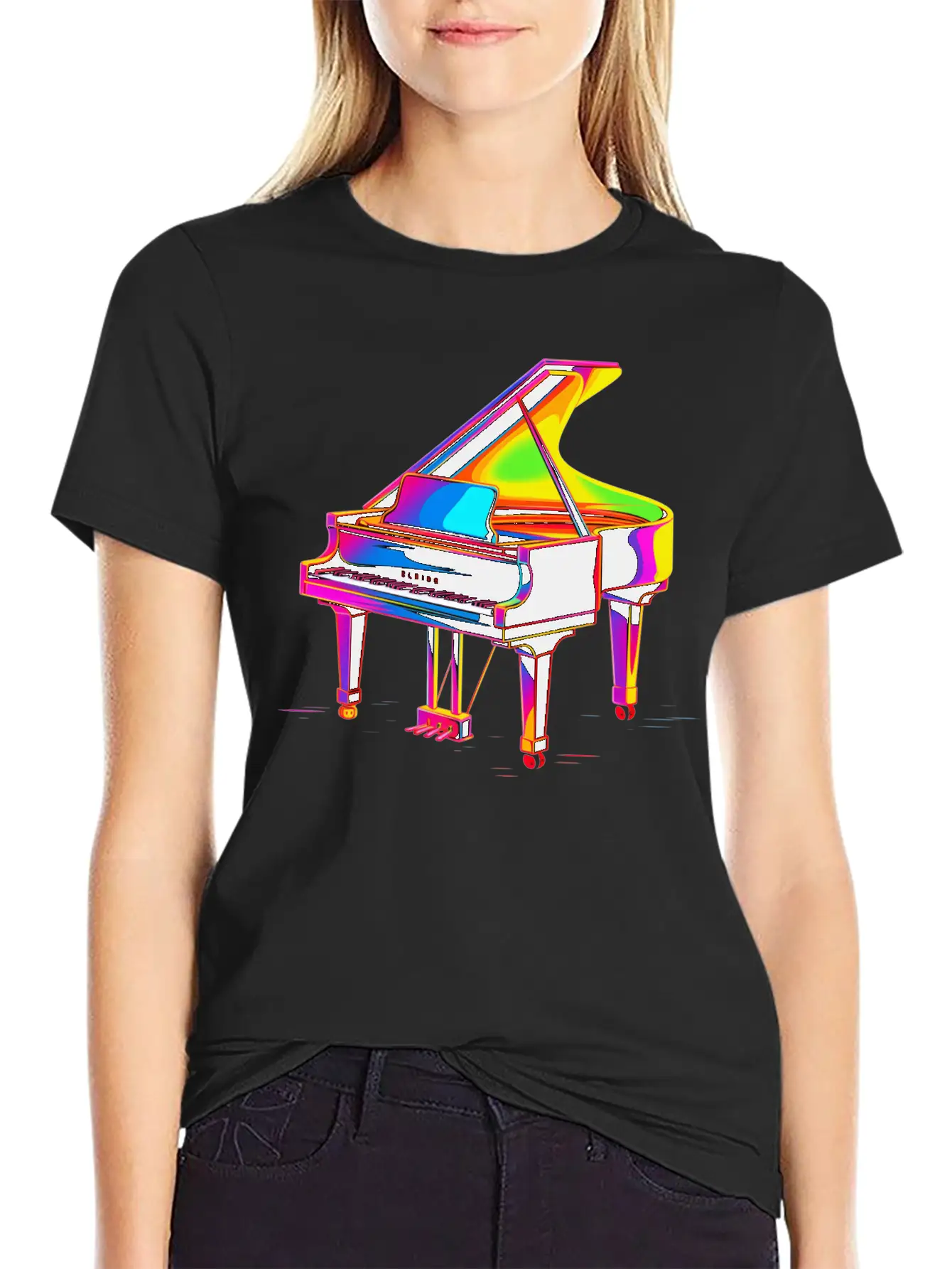 Grand Piano Retrowave Unisex Casual T-Shirt – Clean Design For Daily Comfort