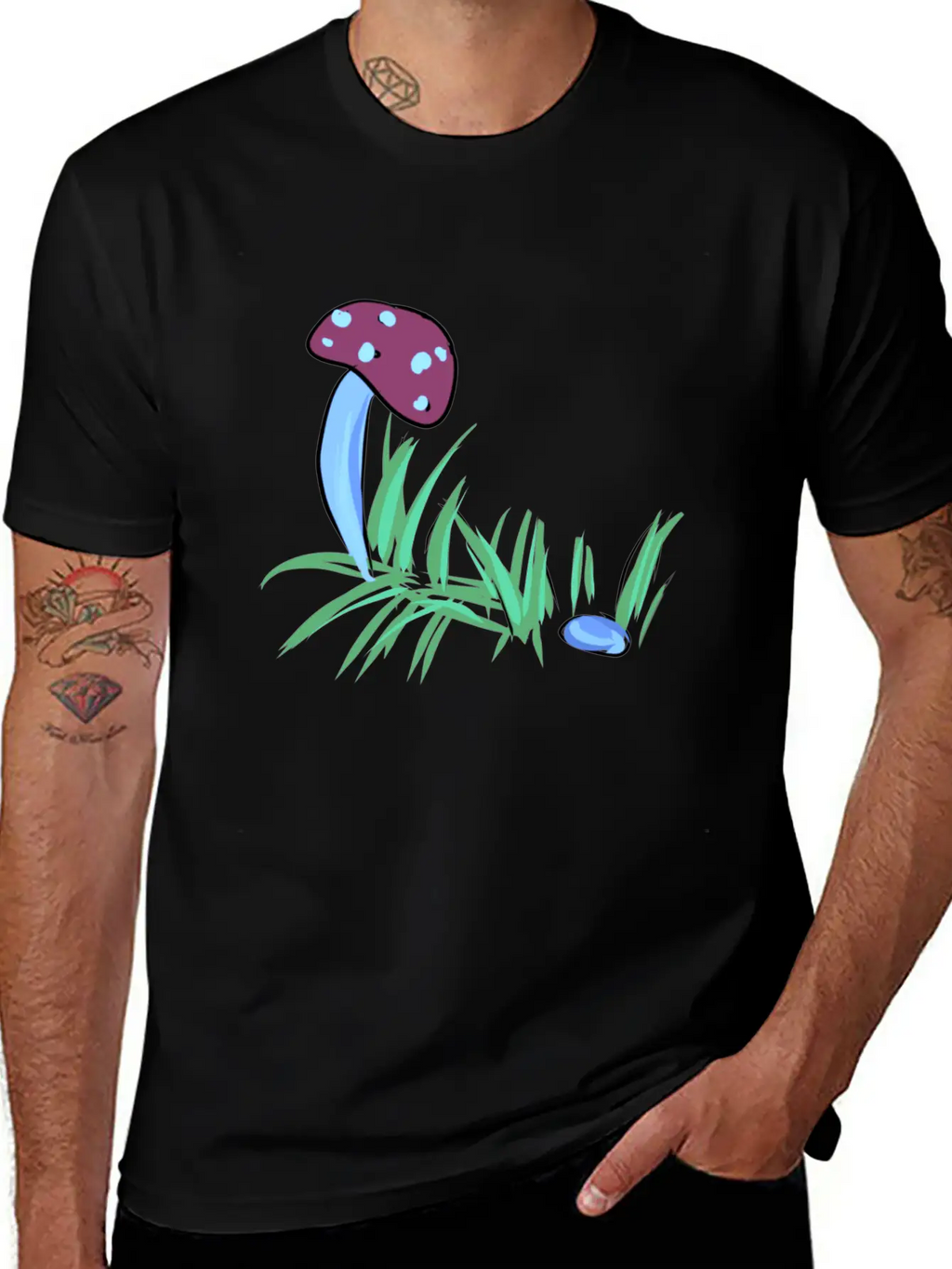 Grass Nature Mushroom Nature Stone Blue Unisex Casual T-Shirt – Clean Design For Daily Comfort
