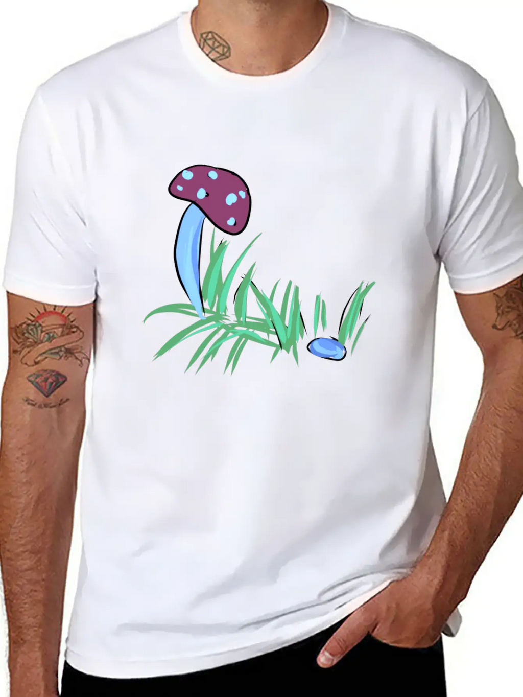 Grass Nature Mushroom Nature Stone Blue Unisex Casual T-Shirt – Clean Design For Daily Comfort