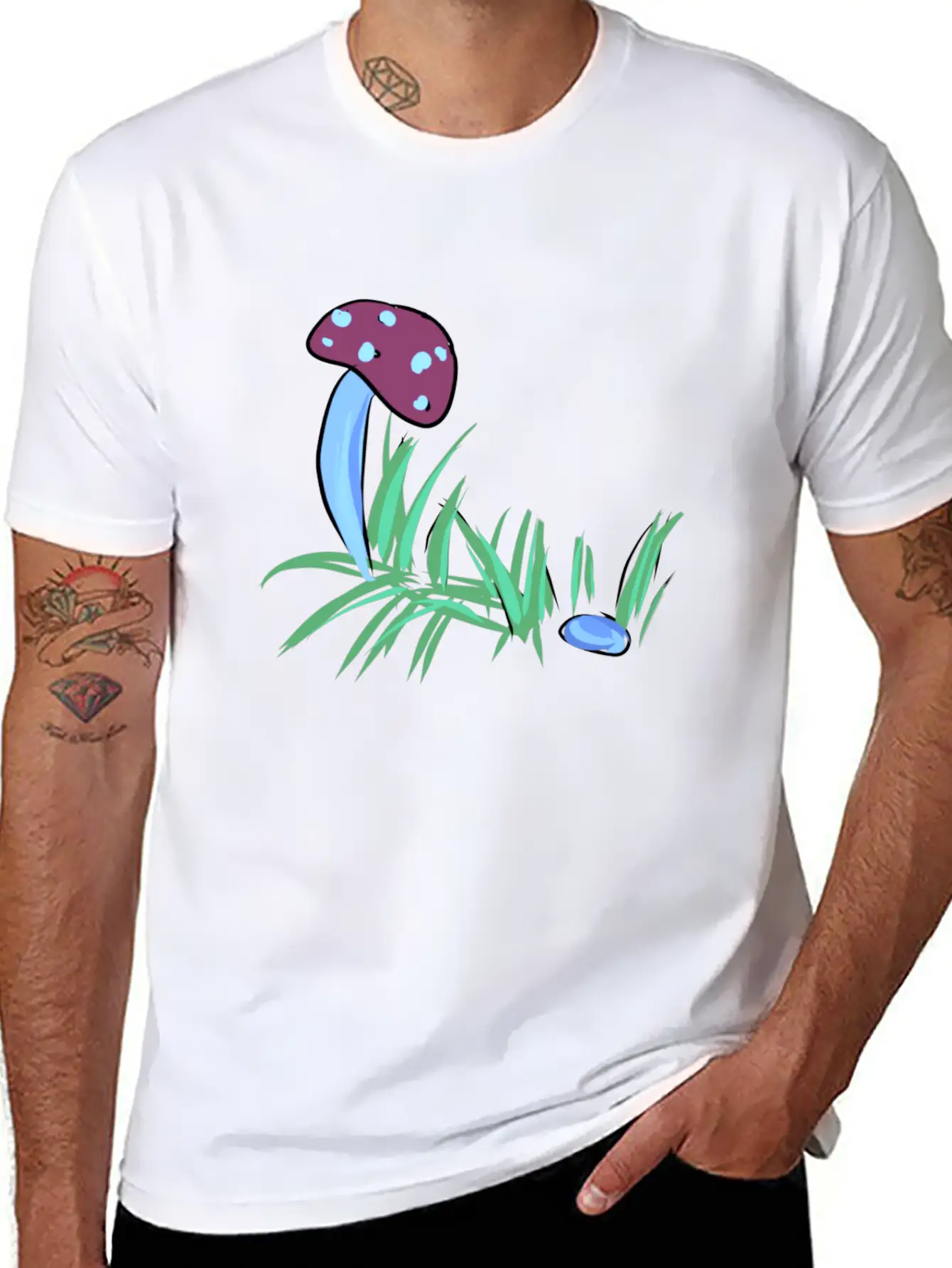 Grass Nature Mushroom Nature Stone Blue Unisex Casual T-Shirt – Clean Design For Daily Comfort