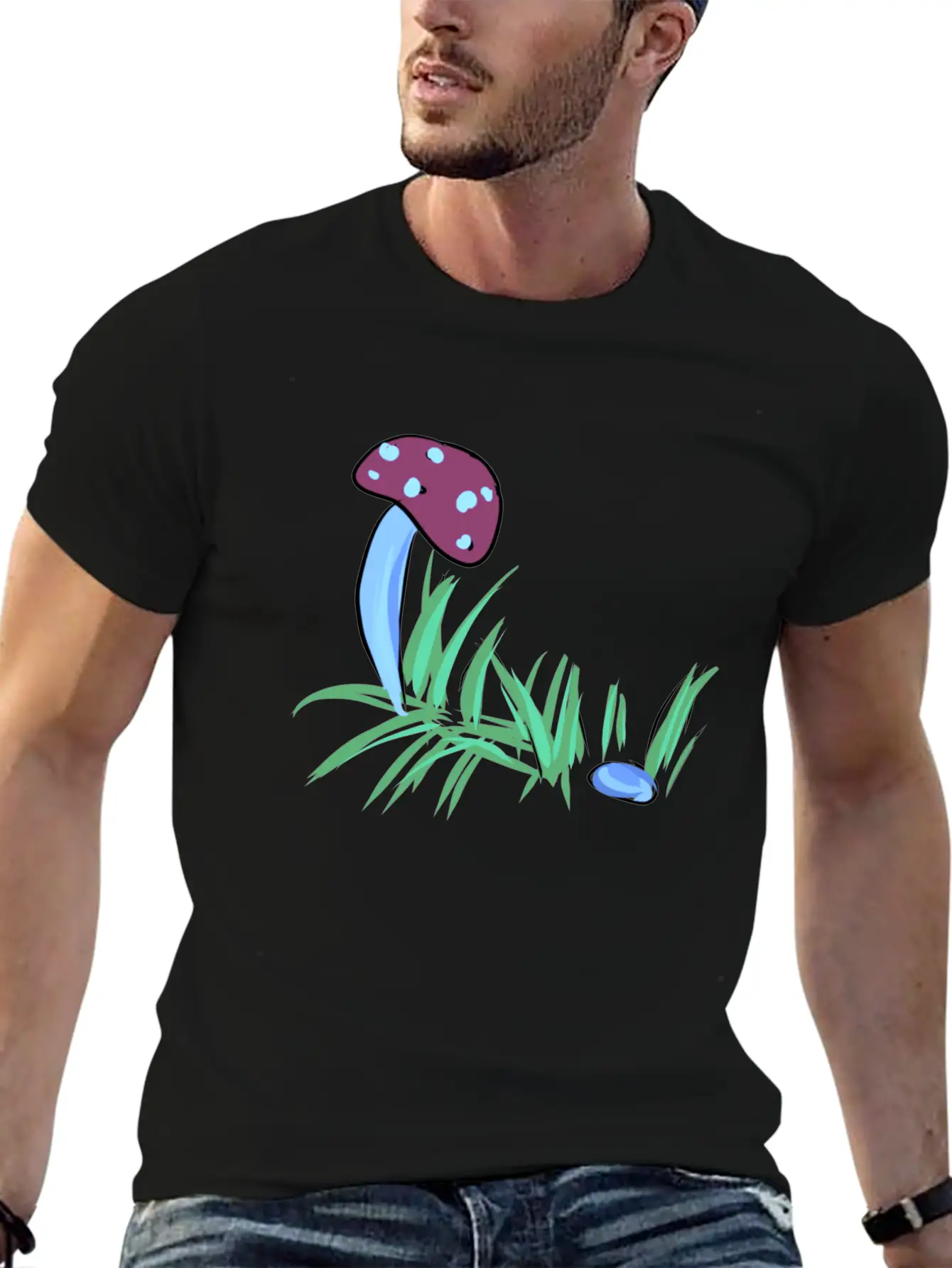 Grass Nature Mushroom Nature Stone Blue Unisex Casual T-Shirt – Clean Design For Daily Comfort