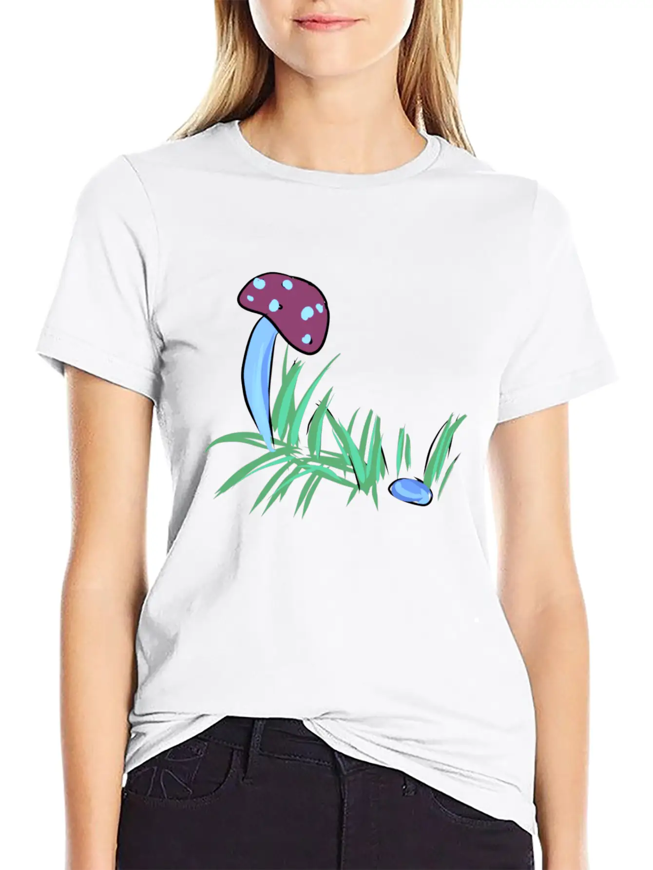 Grass Nature Mushroom Nature Stone Blue Unisex Casual T-Shirt – Clean Design For Daily Comfort