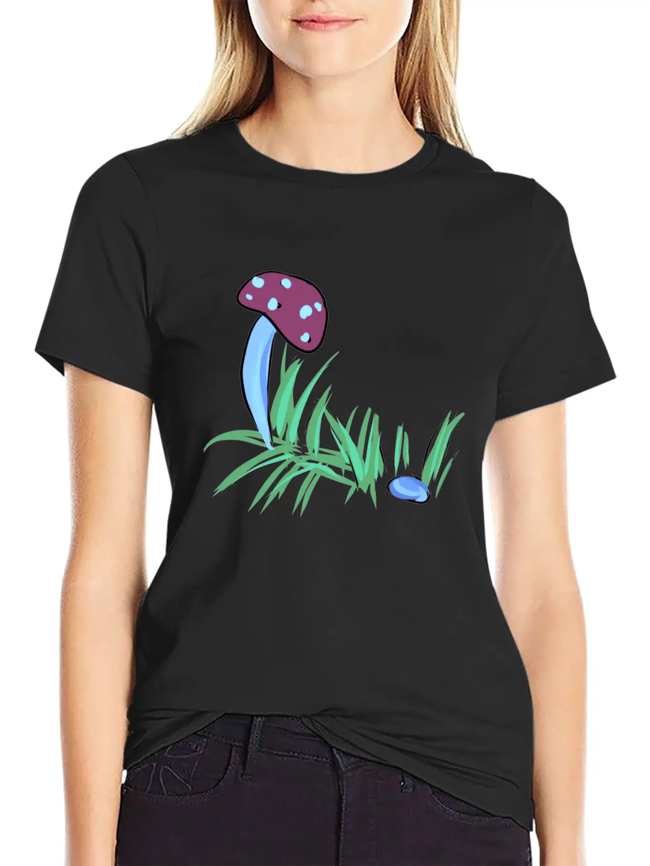 Grass Nature Mushroom Nature Stone Blue Unisex Casual T-Shirt – Clean Design For Daily Comfort