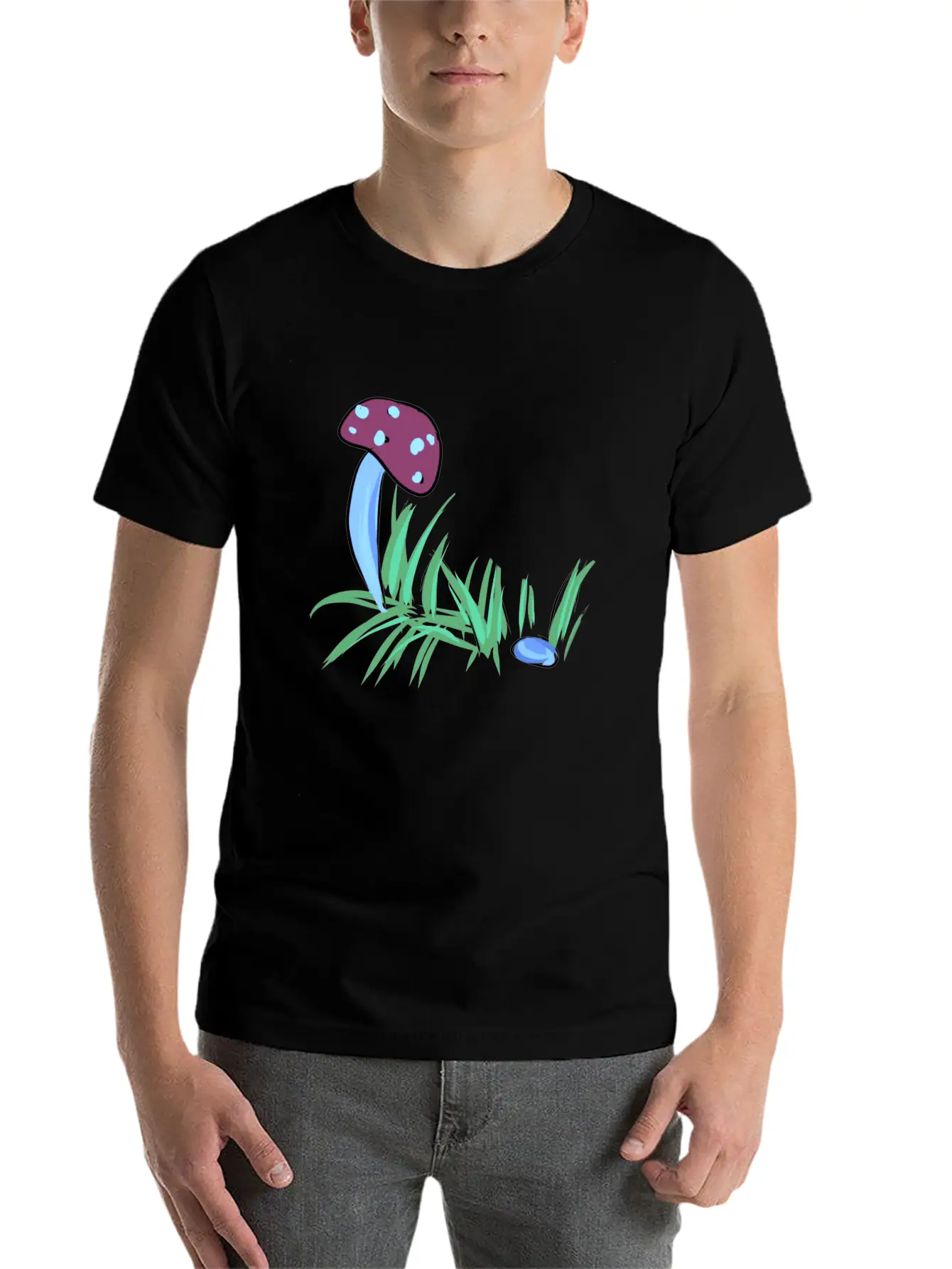 Grass Nature Mushroom Nature Stone Blue Unisex Casual T-Shirt – Clean Design For Daily Comfort
