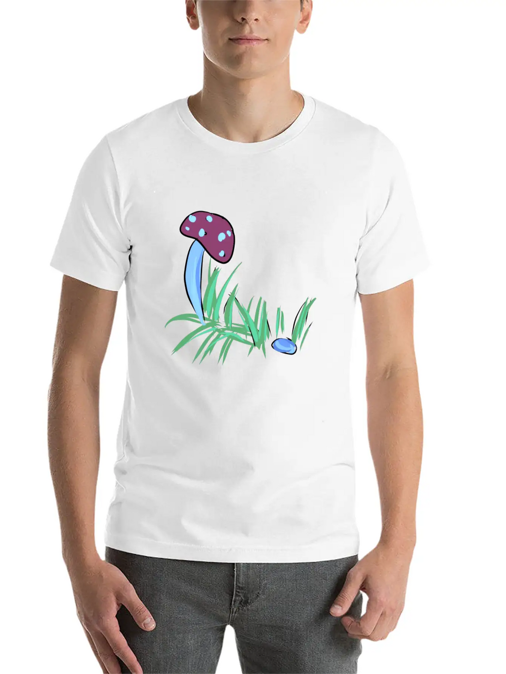 Grass Nature Mushroom Nature Stone Blue Unisex Casual T-Shirt – Clean Design For Daily Comfort