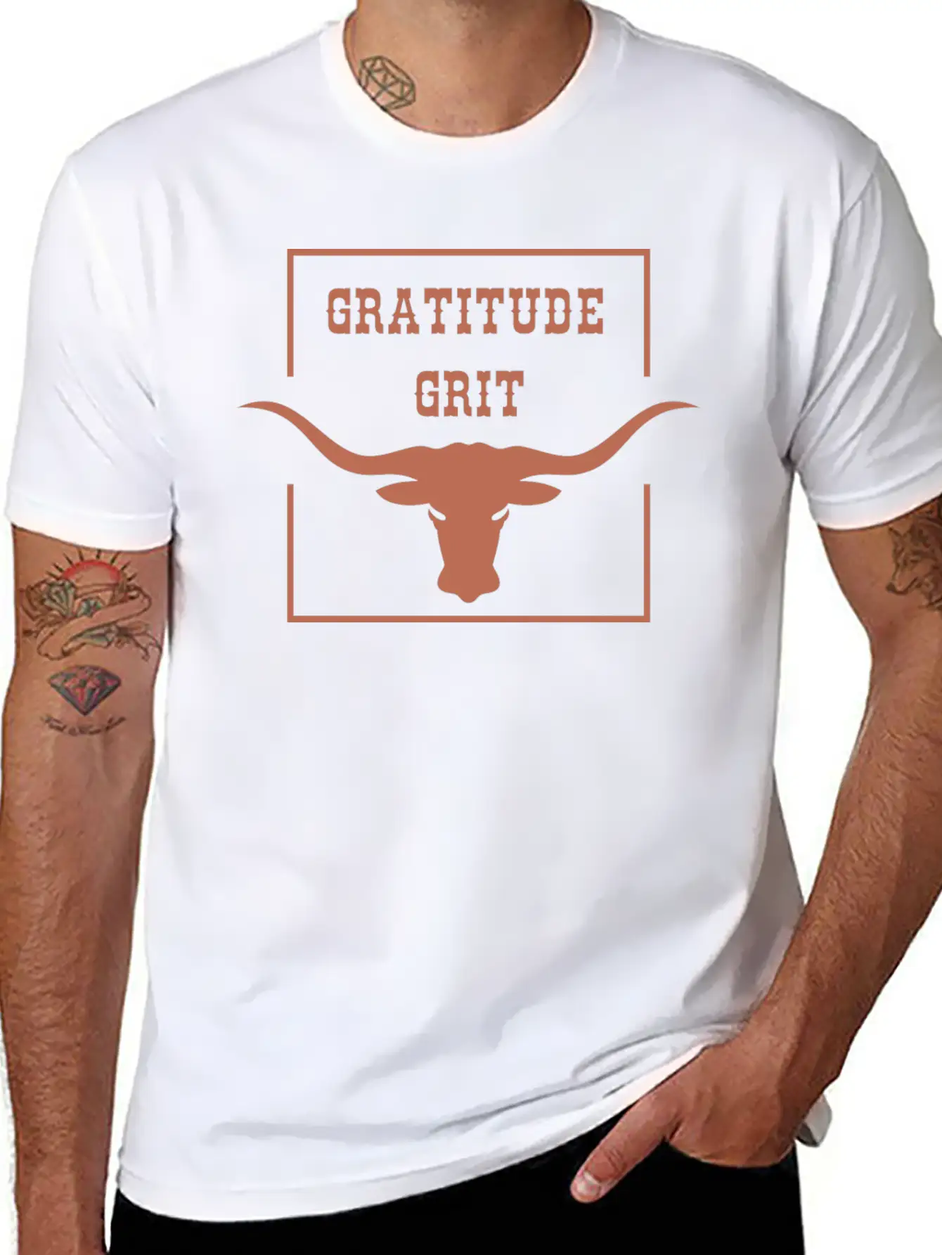 Gratitude And Grit Western Bighorn Unisex Casual T-Shirt – Clean Design For Daily Comfort