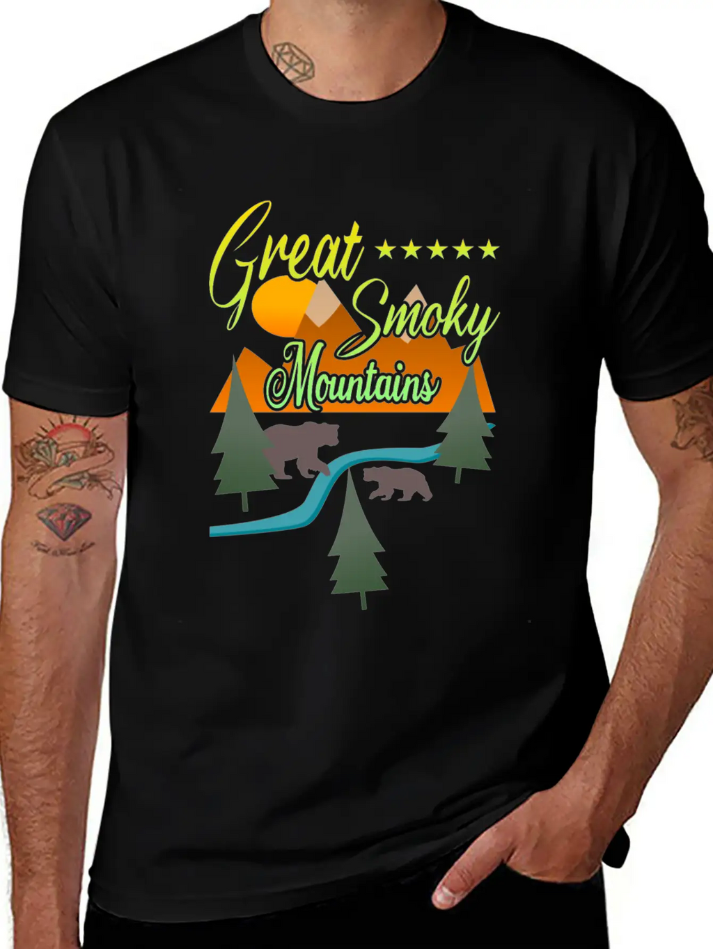Great Smoky Mountains Bears Breathable Soft Cotton T-Shirt – Timeless Casual Look