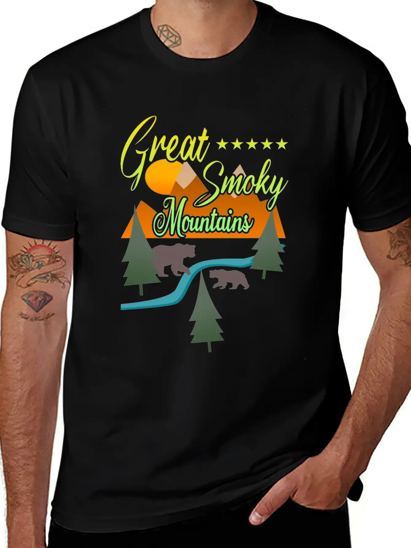 Great Smoky Mountains Bears Breathable Soft Cotton T-Shirt – Timeless Casual Look