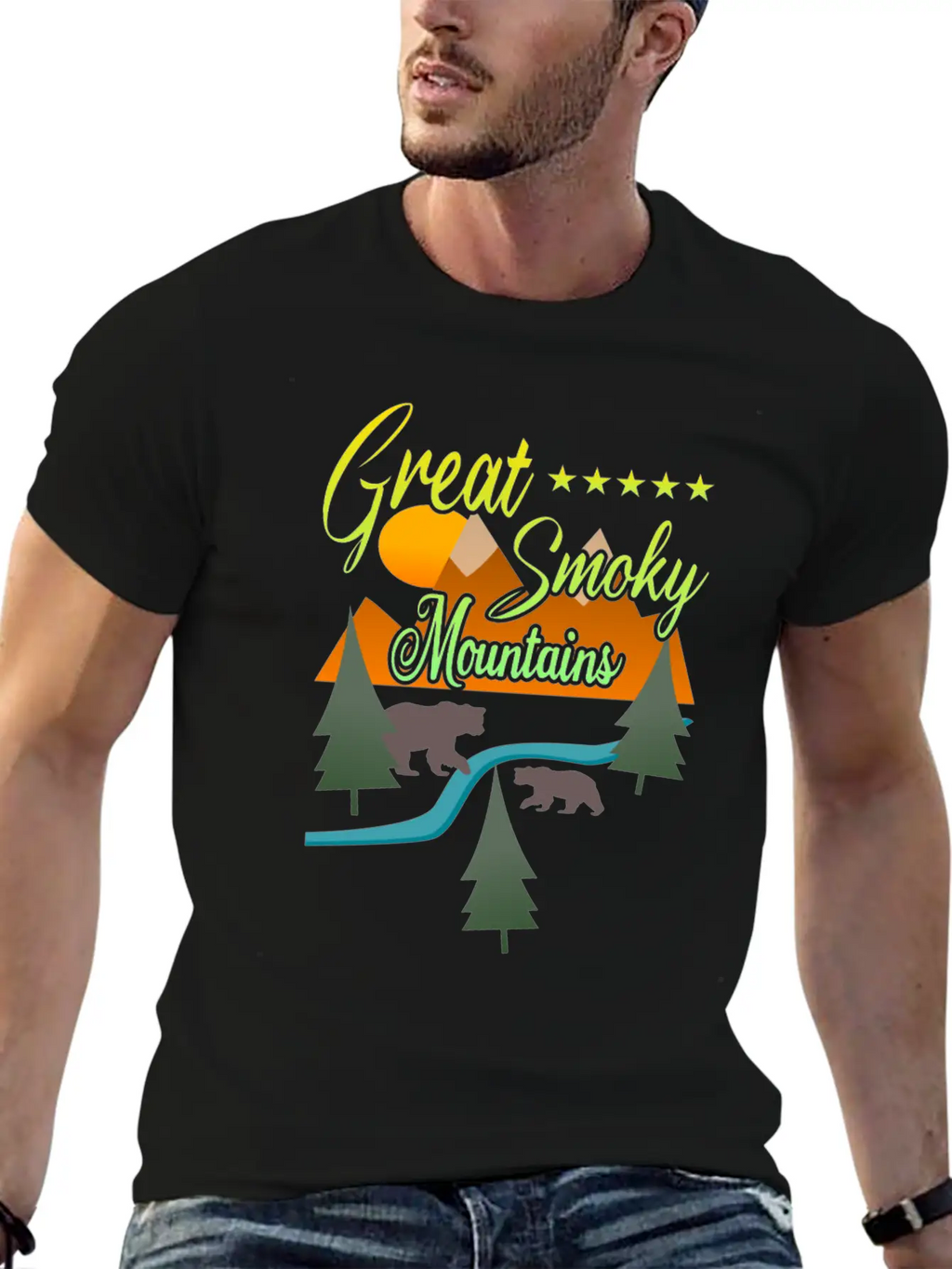 Great Smoky Mountains Bears Breathable Soft Cotton T-Shirt – Timeless Casual Look