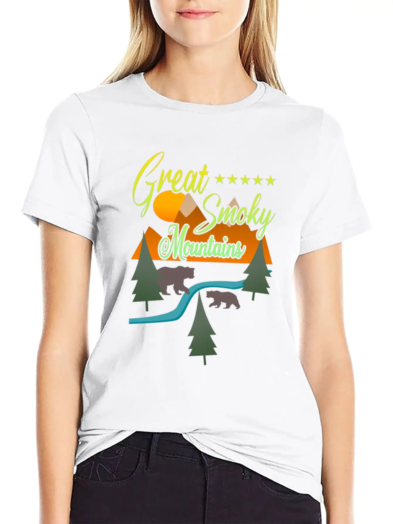Great Smoky Mountains Bears Breathable Soft Cotton T-Shirt – Timeless Casual Look