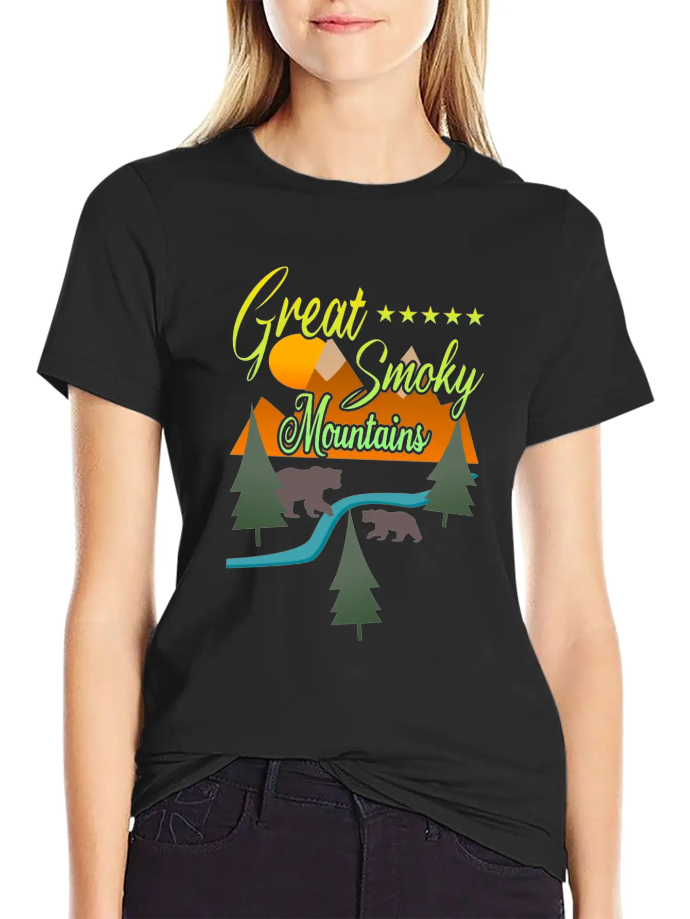 Great Smoky Mountains Bears Breathable Soft Cotton T-Shirt – Timeless Casual Look