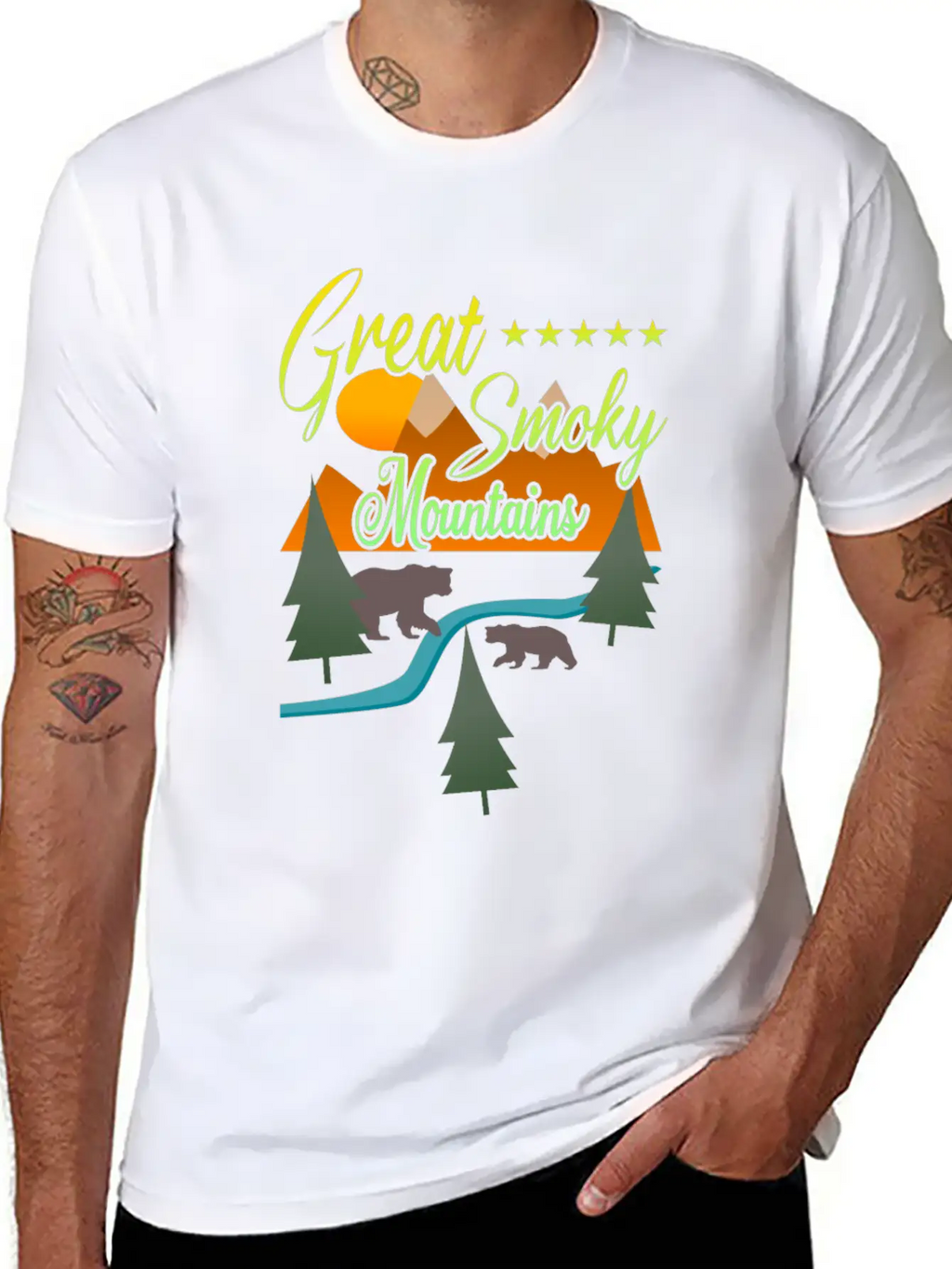 Great Smoky Mountains Bears Breathable Soft Cotton T-Shirt – Timeless Casual Look