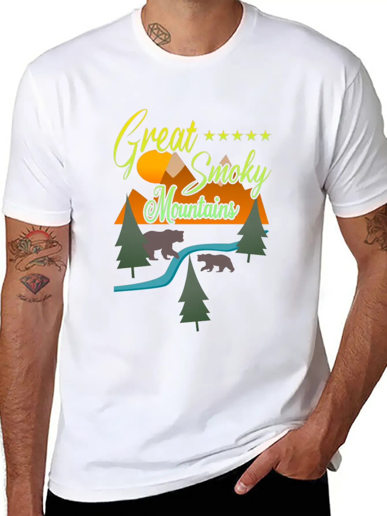 Great Smoky Mountains Bears Breathable Soft Cotton T-Shirt – Timeless Casual Look